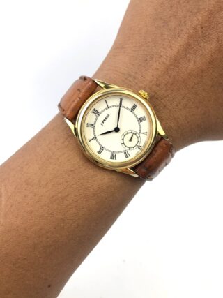 CITIZEN J.PRESS SMALL SECOND ROMAN DIAL DRESS WATCH GOLD TONE QUARTZ ORIGINAL JAPAN