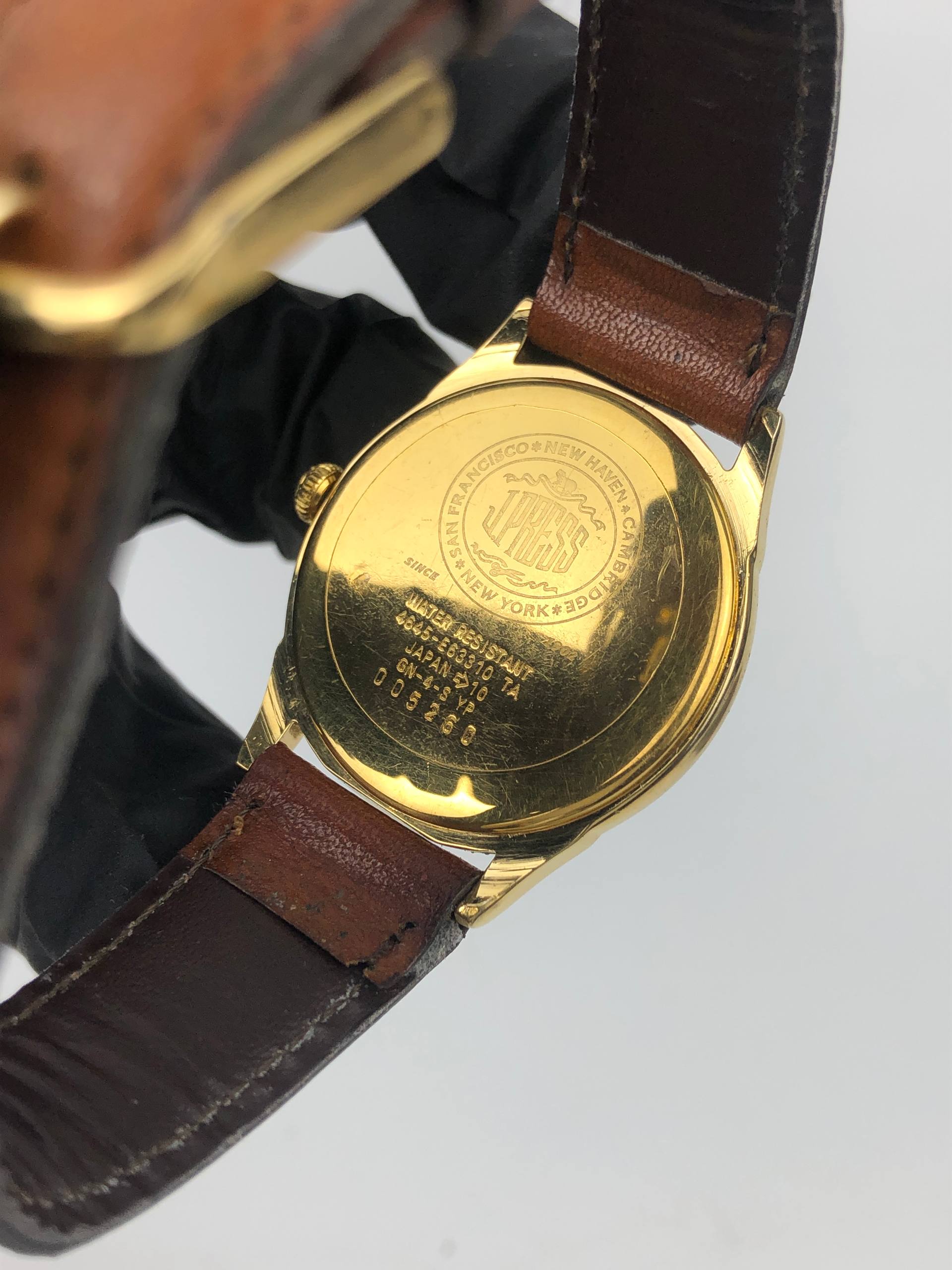 CITIZEN J.PRESS SMALL SECOND ROMAN DIAL DRESS WATCH GOLD TONE QUARTZ ORIGINAL JAPAN - Gambar 7
