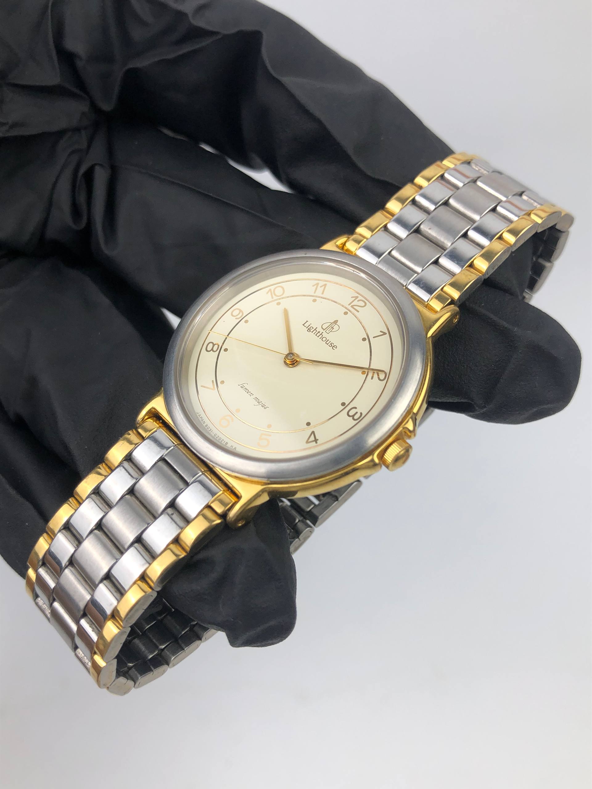 CITIZEN LIGHTHOUSE QUARTZ 6031 ORIGINAL JAPAN TWO TONE DRESS WATCH VINTAGE - Gambar 3