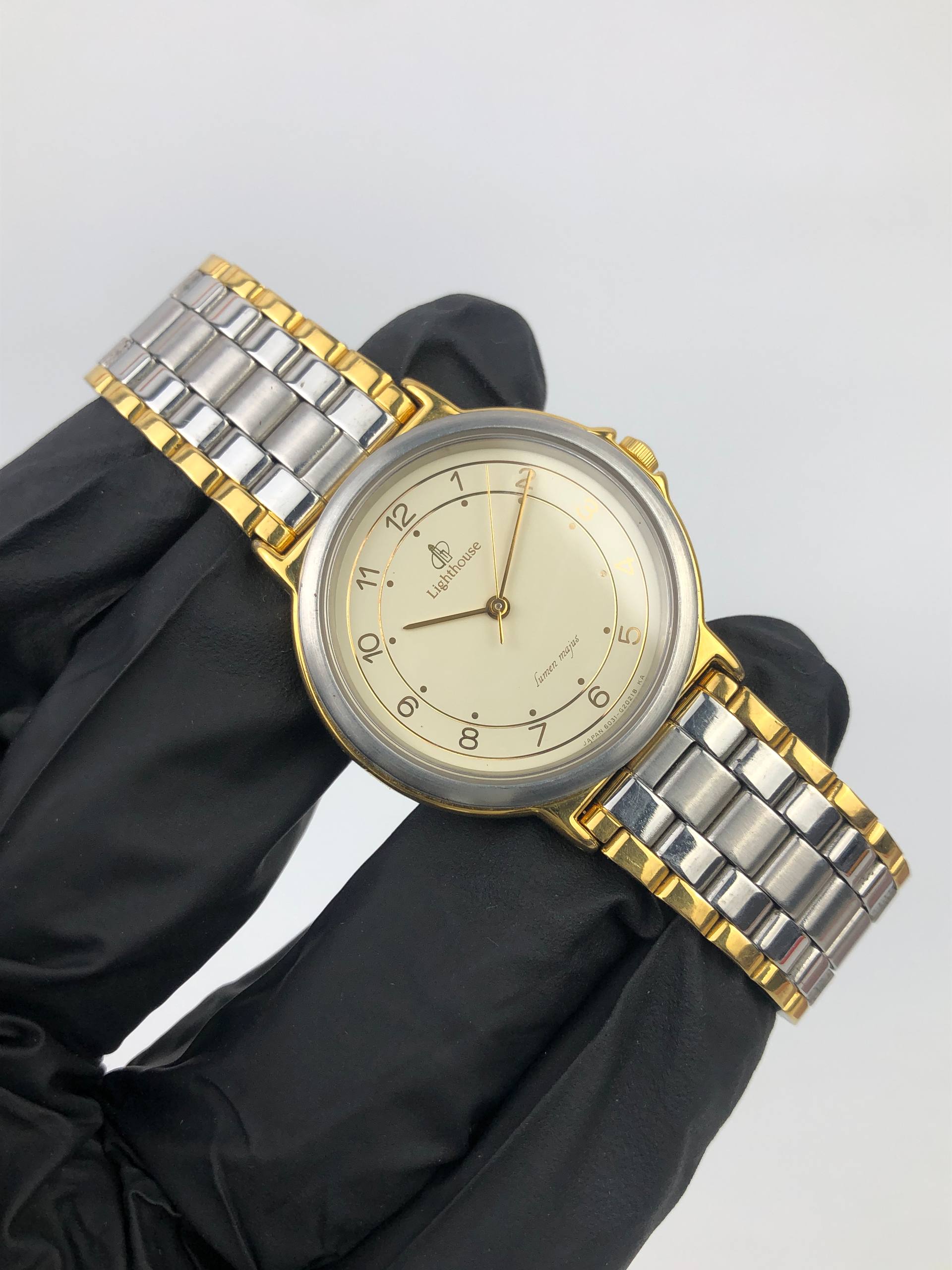 CITIZEN LIGHTHOUSE QUARTZ 6031 ORIGINAL JAPAN TWO TONE DRESS WATCH VINTAGE - Gambar 4