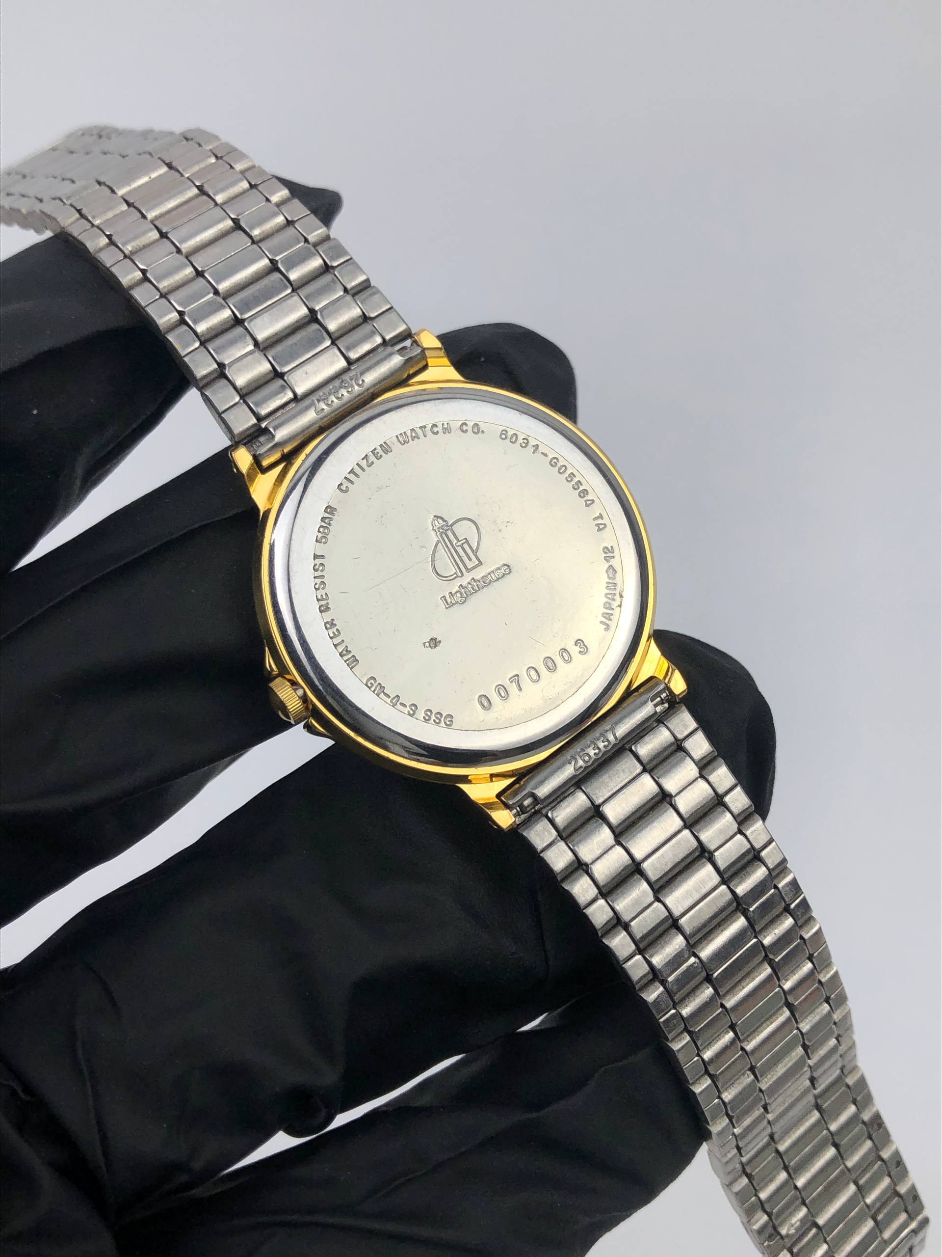 CITIZEN LIGHTHOUSE QUARTZ 6031 ORIGINAL JAPAN TWO TONE DRESS WATCH VINTAGE - Gambar 8