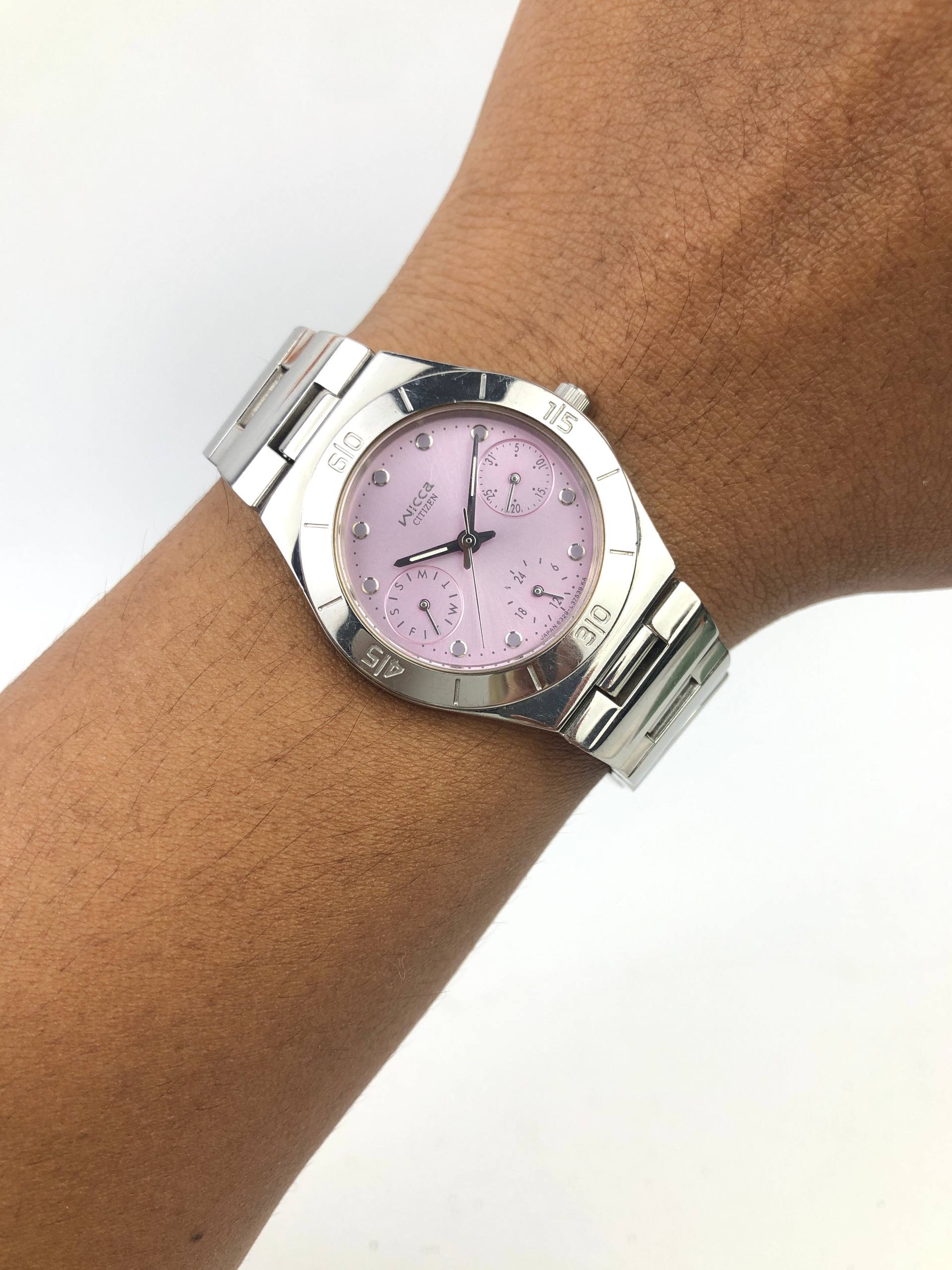 CITIZEN WICCA 6329-L20715 MULTIFUNCTION PINK DIAL ORIGINAL JAPAN LADIES WATCH
