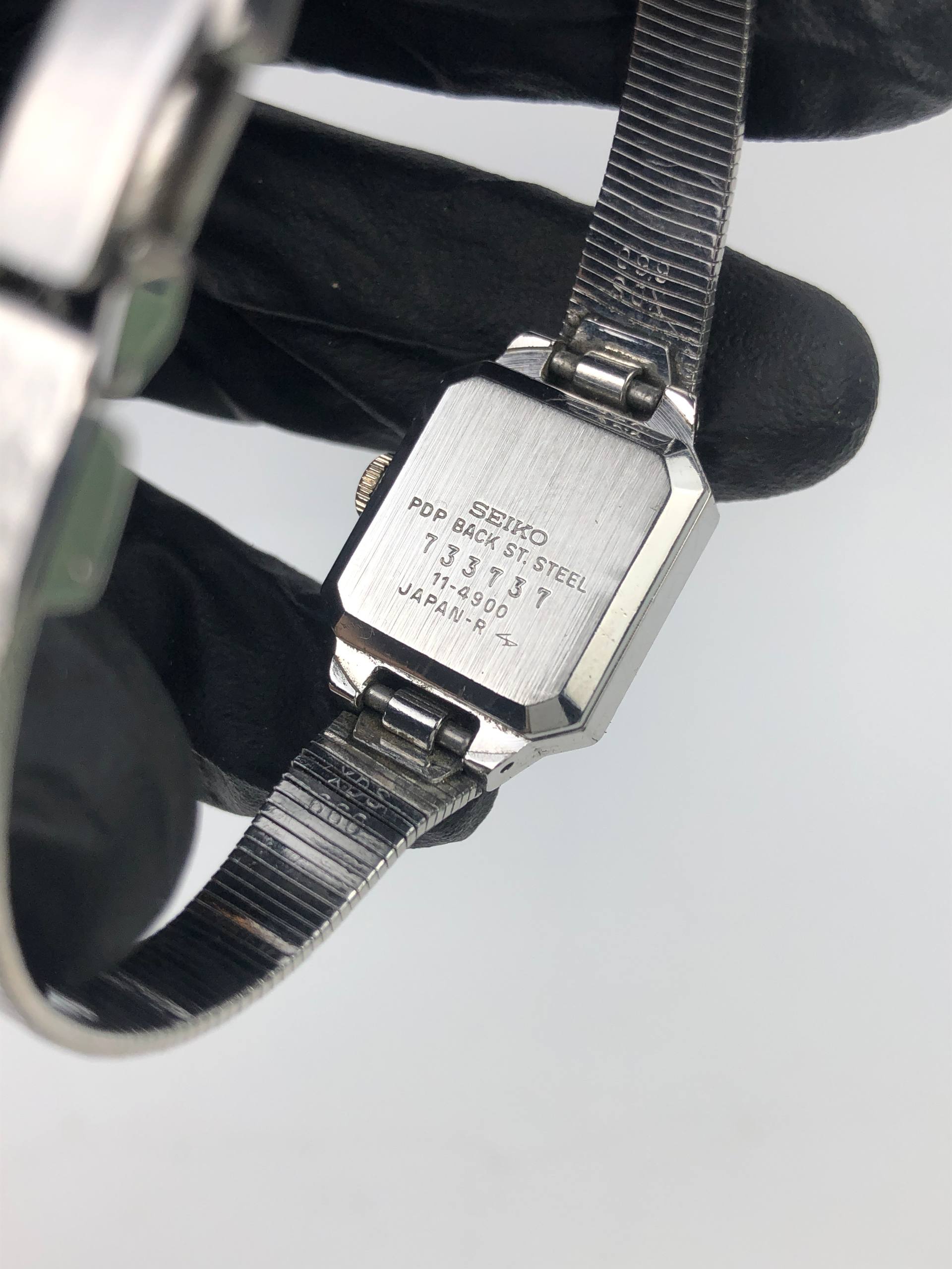 SEIKO LADIES SQUARE 11-4900 BLUE SUNBURST JAPAN - Gambar 8