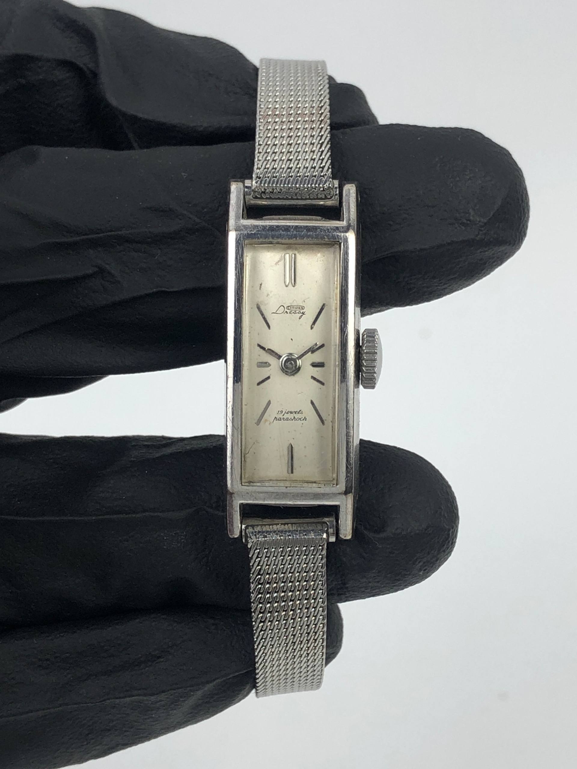 CITIZEN DRESSY LADIES MANUAL WIND 14K WHITE GOLD FILLED D40701A - Gambar 2