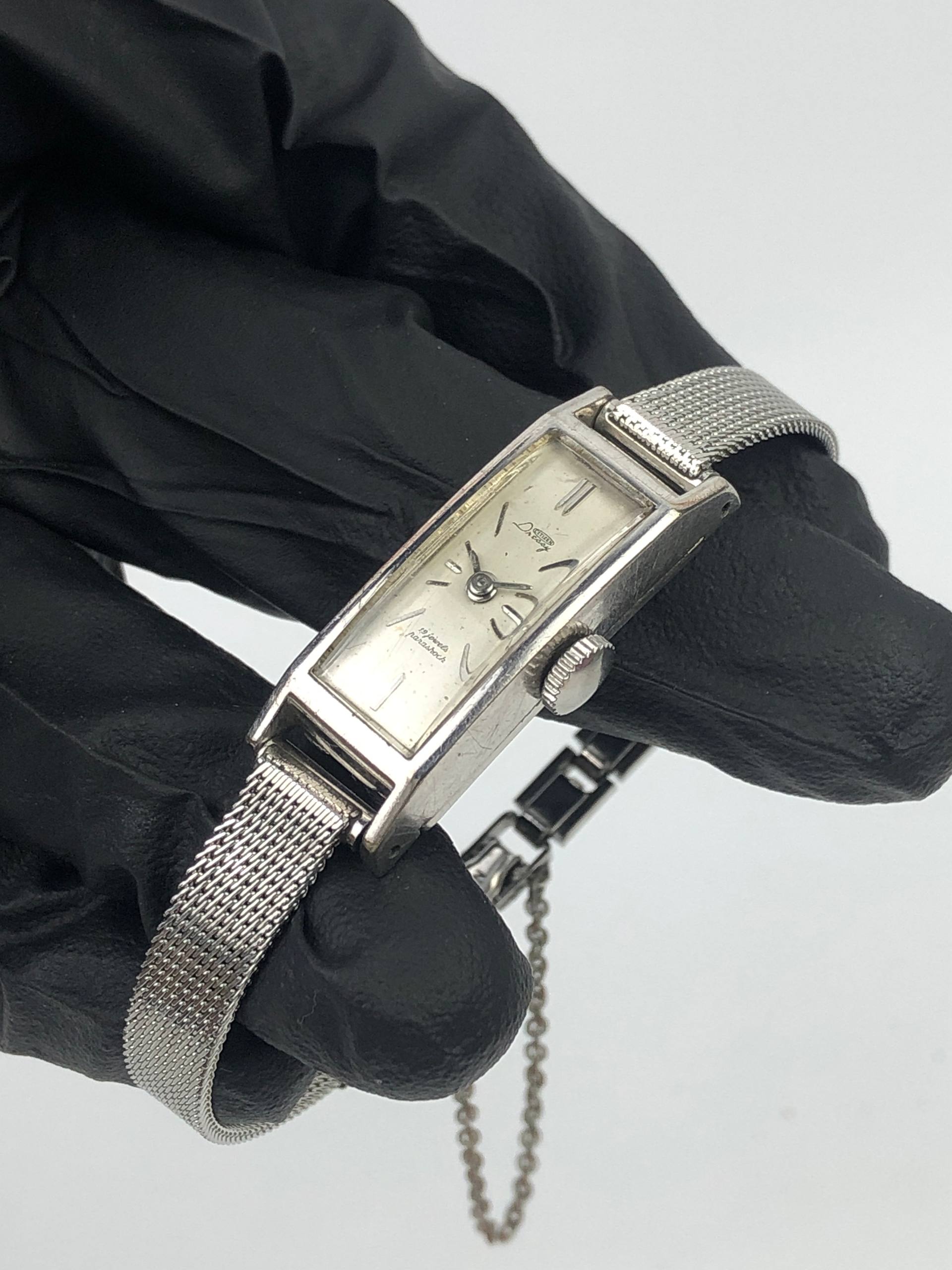 CITIZEN DRESSY LADIES MANUAL WIND 14K WHITE GOLD FILLED D40701A - Gambar 3