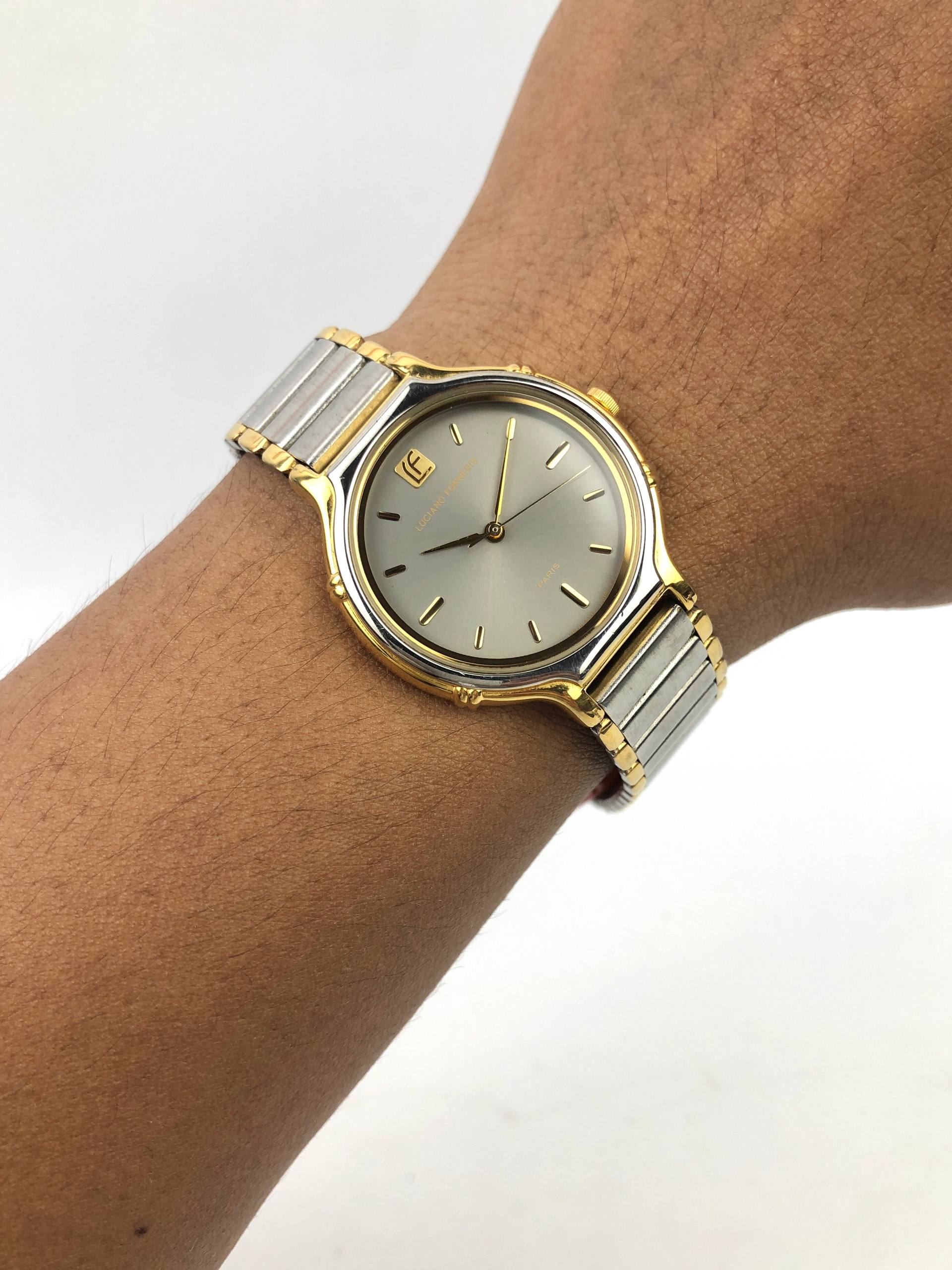 LOWERS LUCIANO VALENTI COLLECTION TWO TONE QUARTZ JAPAN DRESS WATCH
