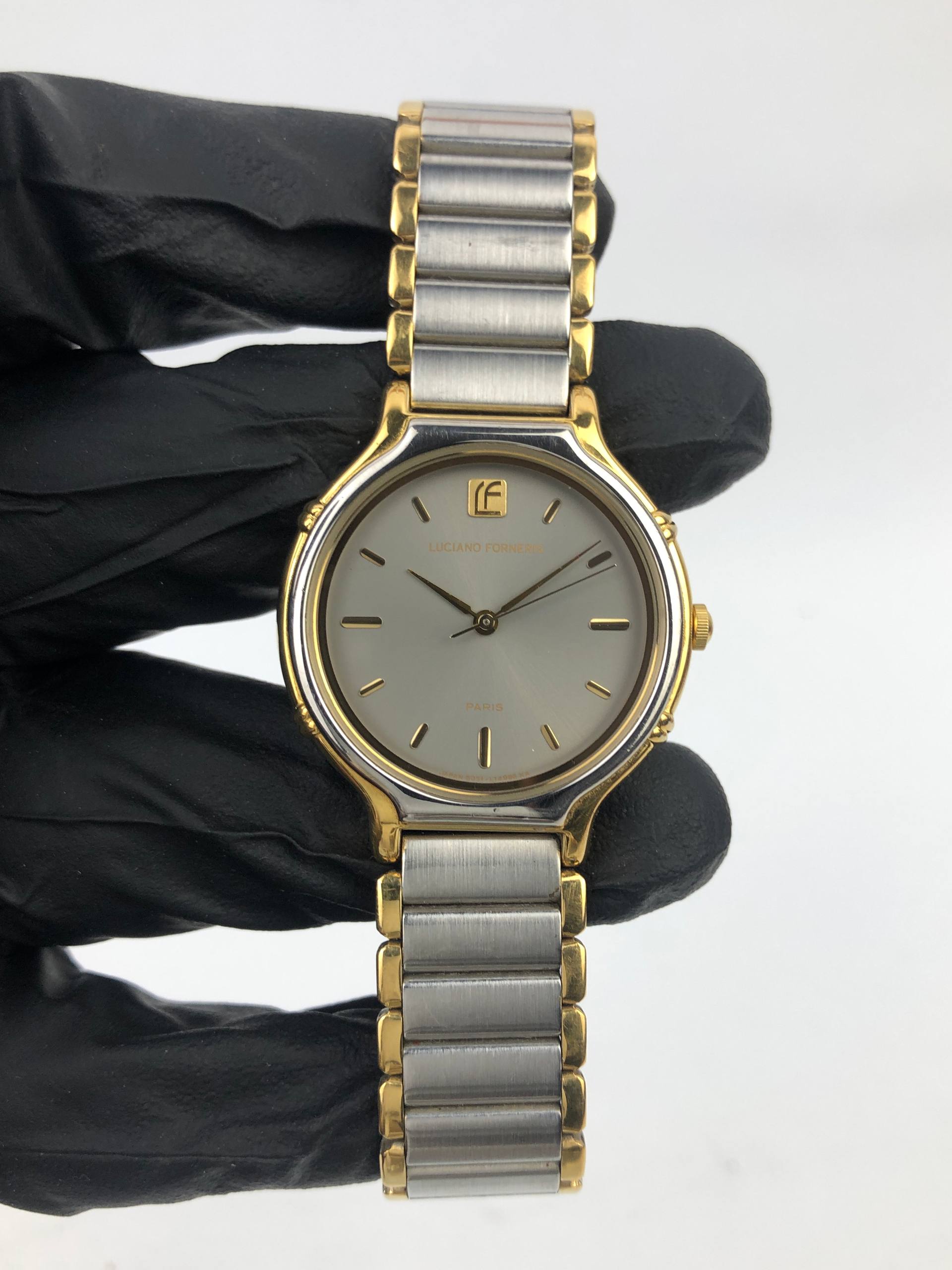 LOWERS LUCIANO VALENTI COLLECTION TWO TONE QUARTZ JAPAN DRESS WATCH - Gambar 2