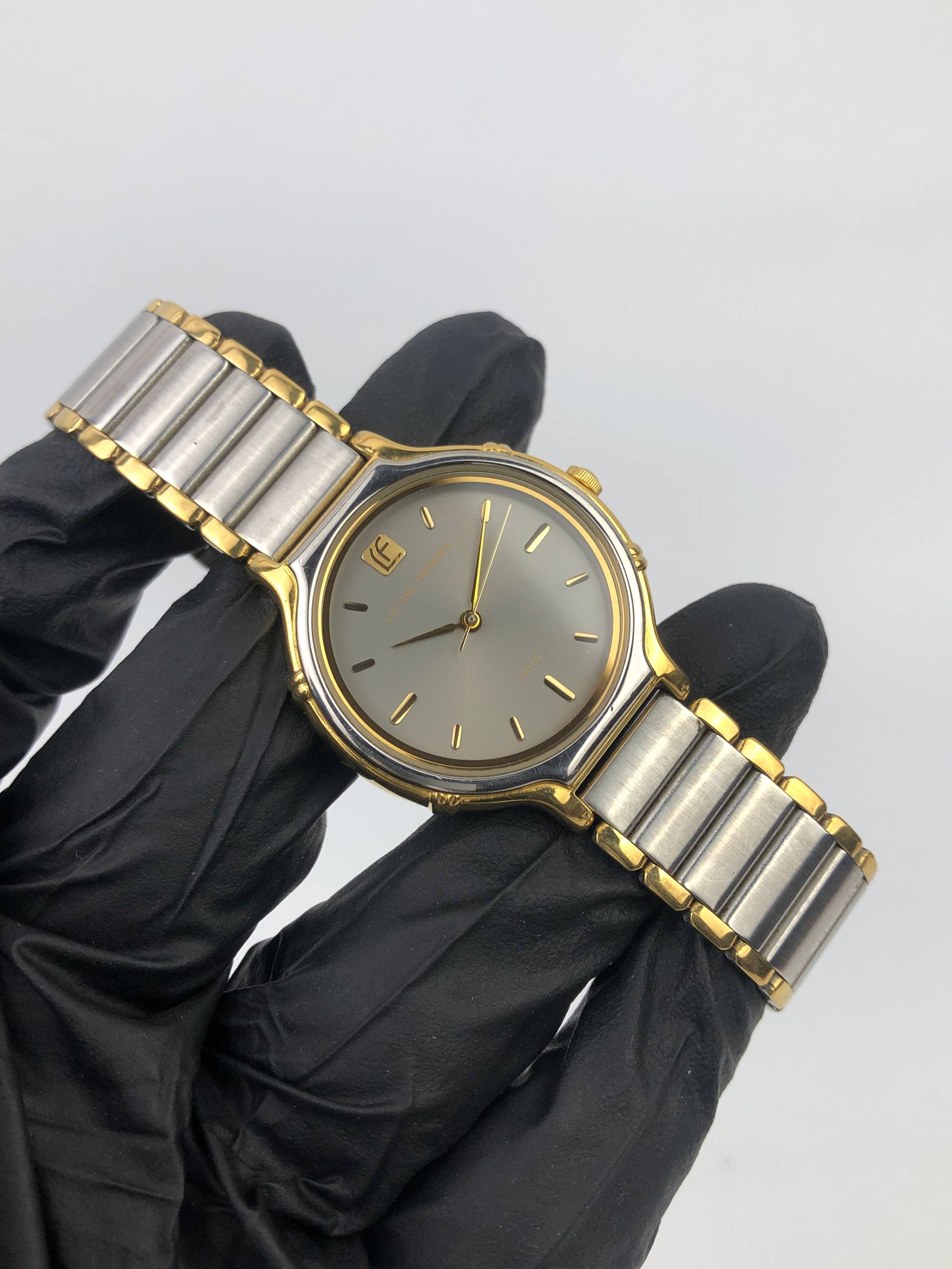 LOWERS LUCIANO VALENTI COLLECTION TWO TONE QUARTZ JAPAN DRESS WATCH - Gambar 4