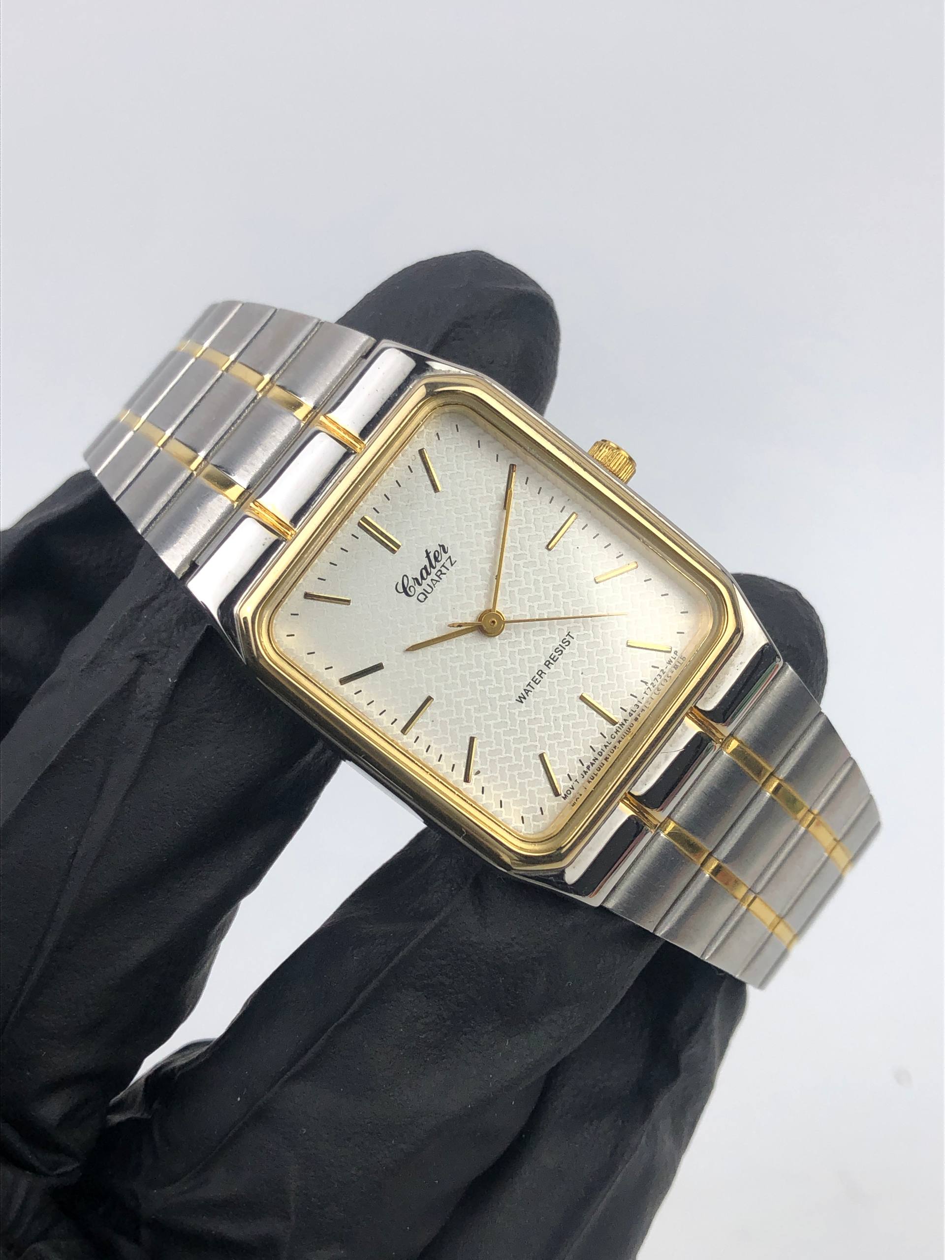 CRATER JAPAN QUARTZ TWO TONE RECTANGULAR DRESS WATCH - Gambar 4