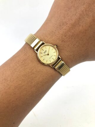 SEIKO EXELINE QUARTZ 8420-0070 GOLD DIAL LADIES JAPAN ORIGINAL