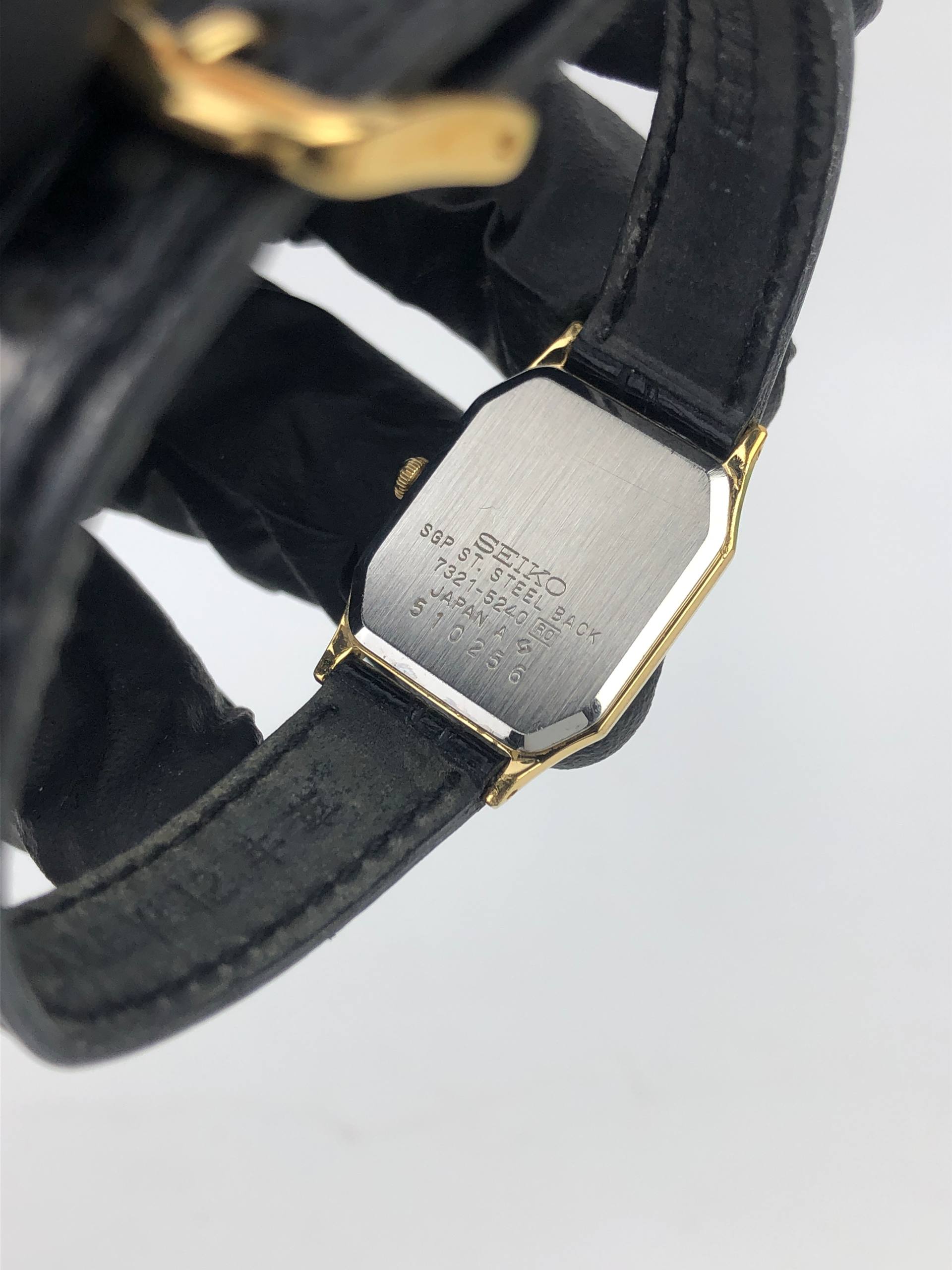 SEIKO QUARTZ LADIES 7321-5220 GOLD DIAL RECTANGULAR STEPED CASE JAPAN - Gambar 8
