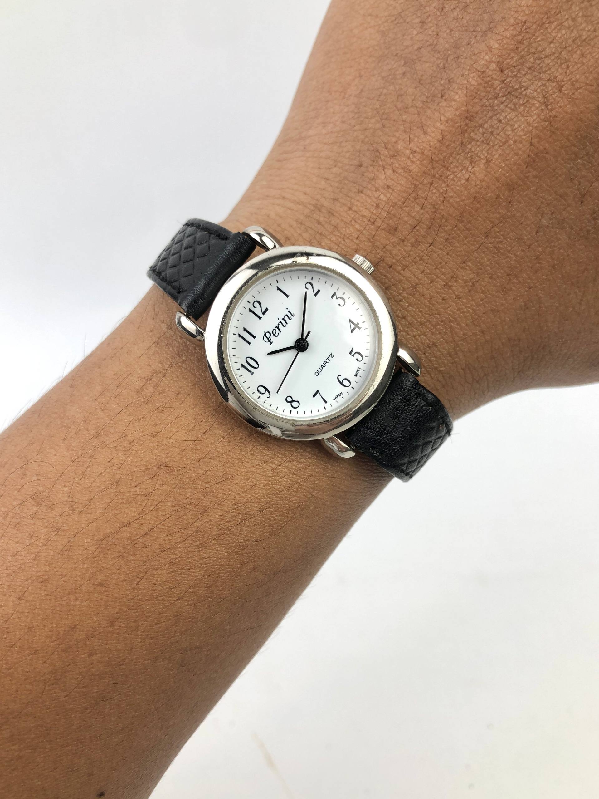 PERINI QUARTZ JAPAN MOVT DRESS WATCH SILVER WHITE DIAL