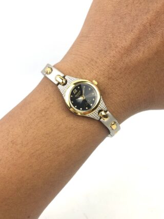 OMAX LADIES QUARTZ BLACK DIAL TWO TONE BRACELET JAPAN MOVEMENT ORIGINAL