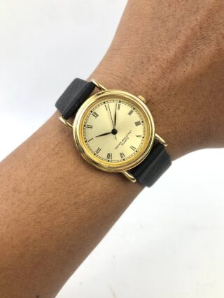 CLASSIC ROMAN DIAL QUARTZ DRESS WATCH GOLD TONE JAPAN MOVEMENT