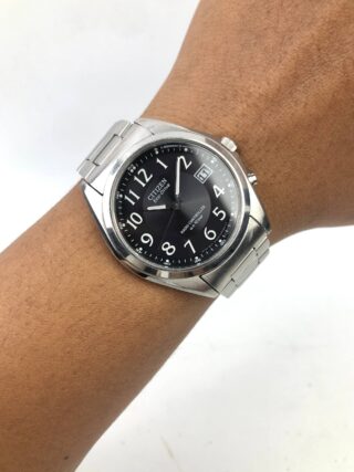 CITIZEN ECO DRIVE RADIO CONTROLLED H415-S038278 BLACK DIAL ORIGINAL STAINLESS STEEL