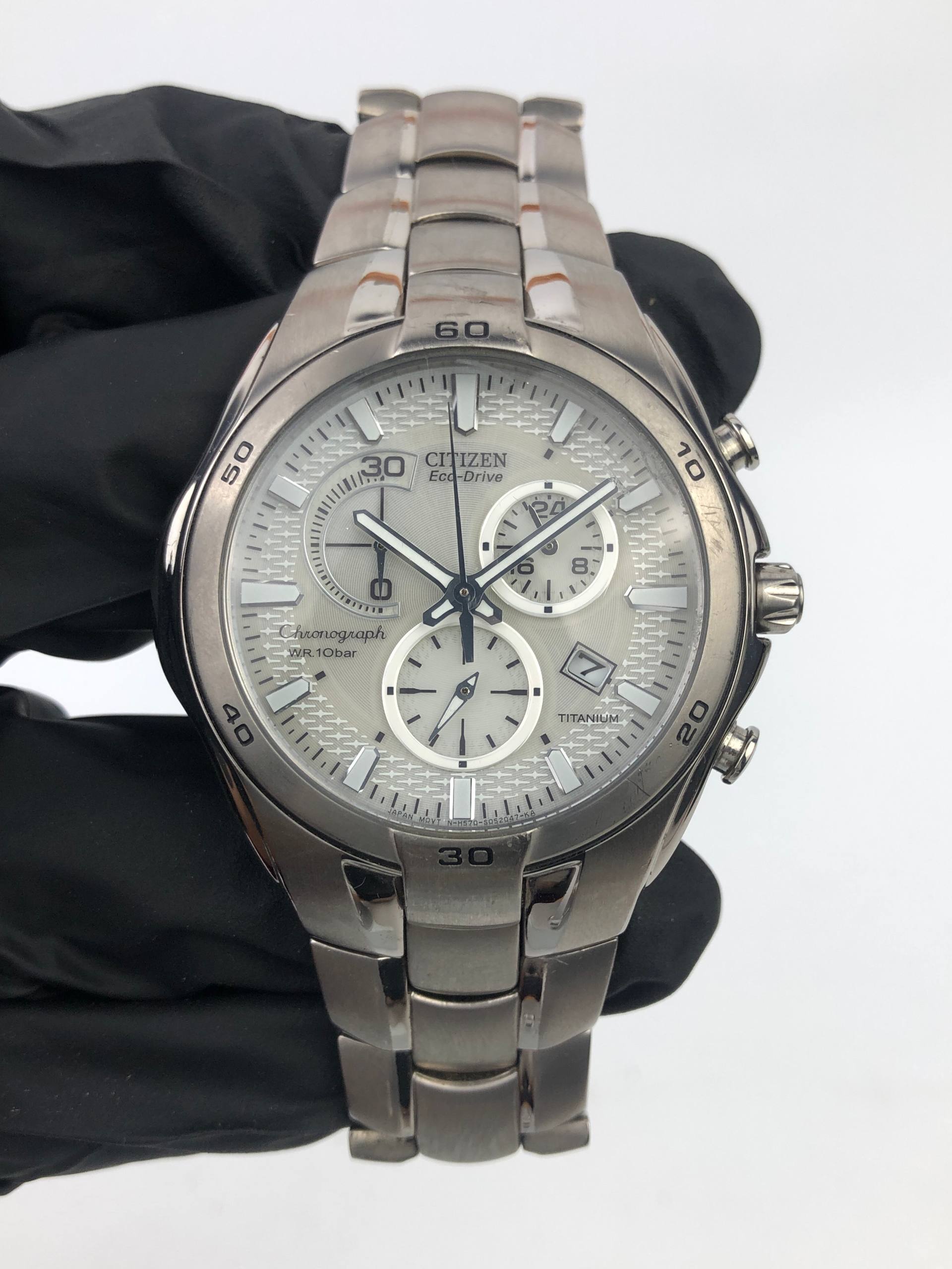 CITIZEN ECO DRIVE CHRONOGRAPH TITANIUM H570-S030757 SILVER DIAL ORIGINAL - Gambar 2