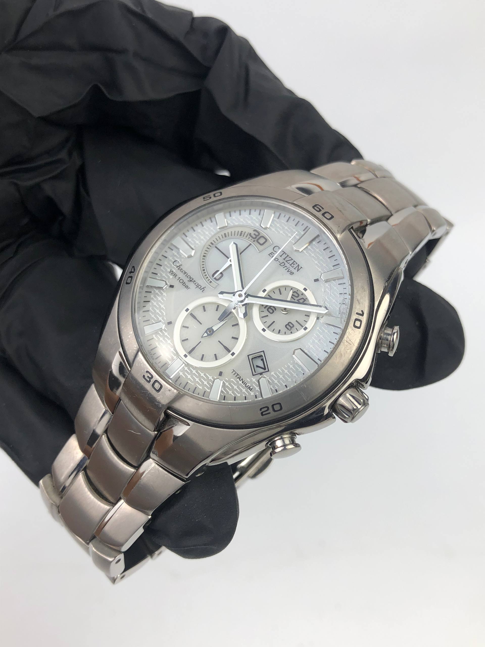 CITIZEN ECO DRIVE CHRONOGRAPH TITANIUM H570-S030757 SILVER DIAL ORIGINAL - Gambar 3