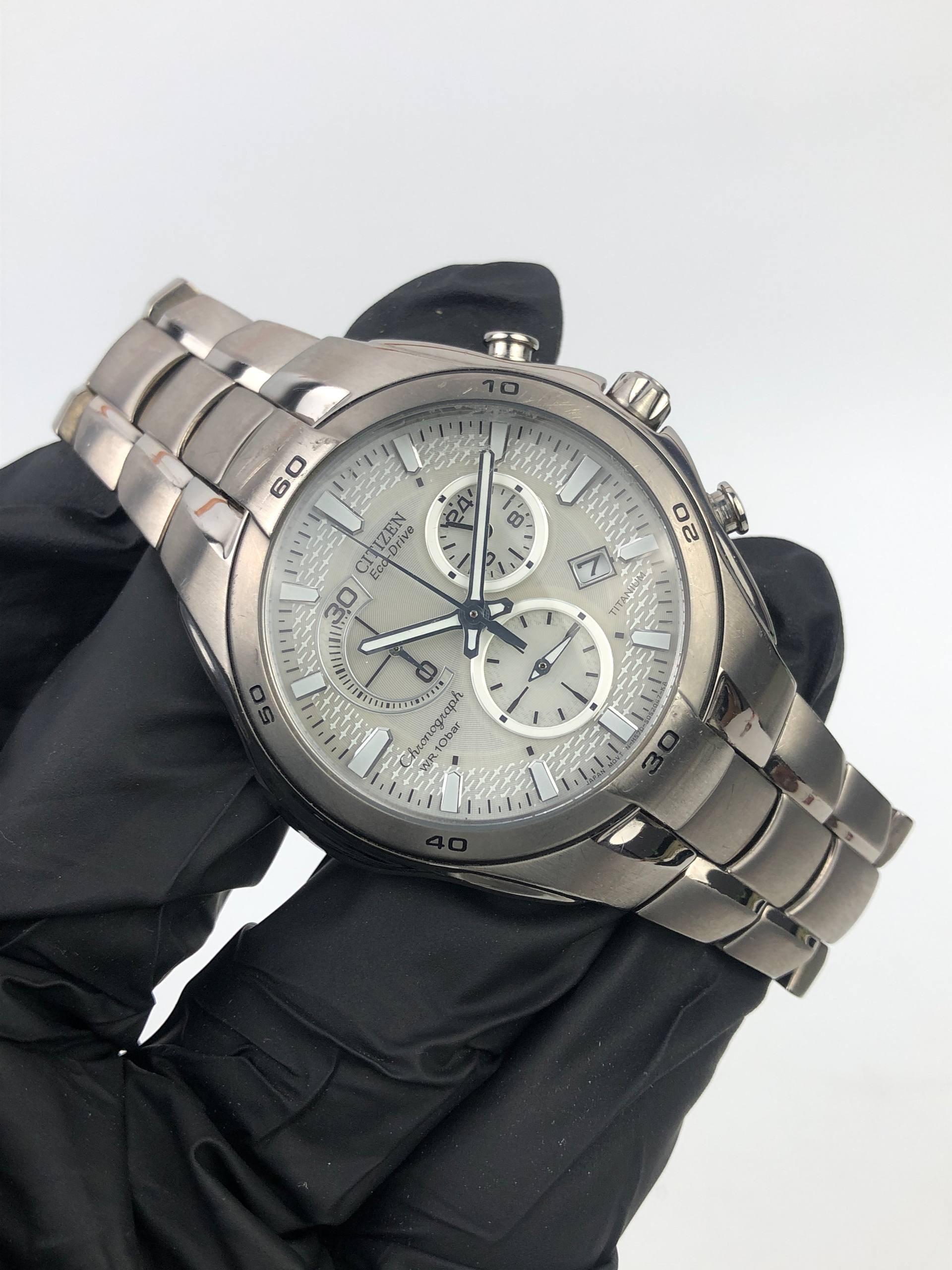 CITIZEN ECO DRIVE CHRONOGRAPH TITANIUM H570-S030757 SILVER DIAL ORIGINAL - Gambar 4