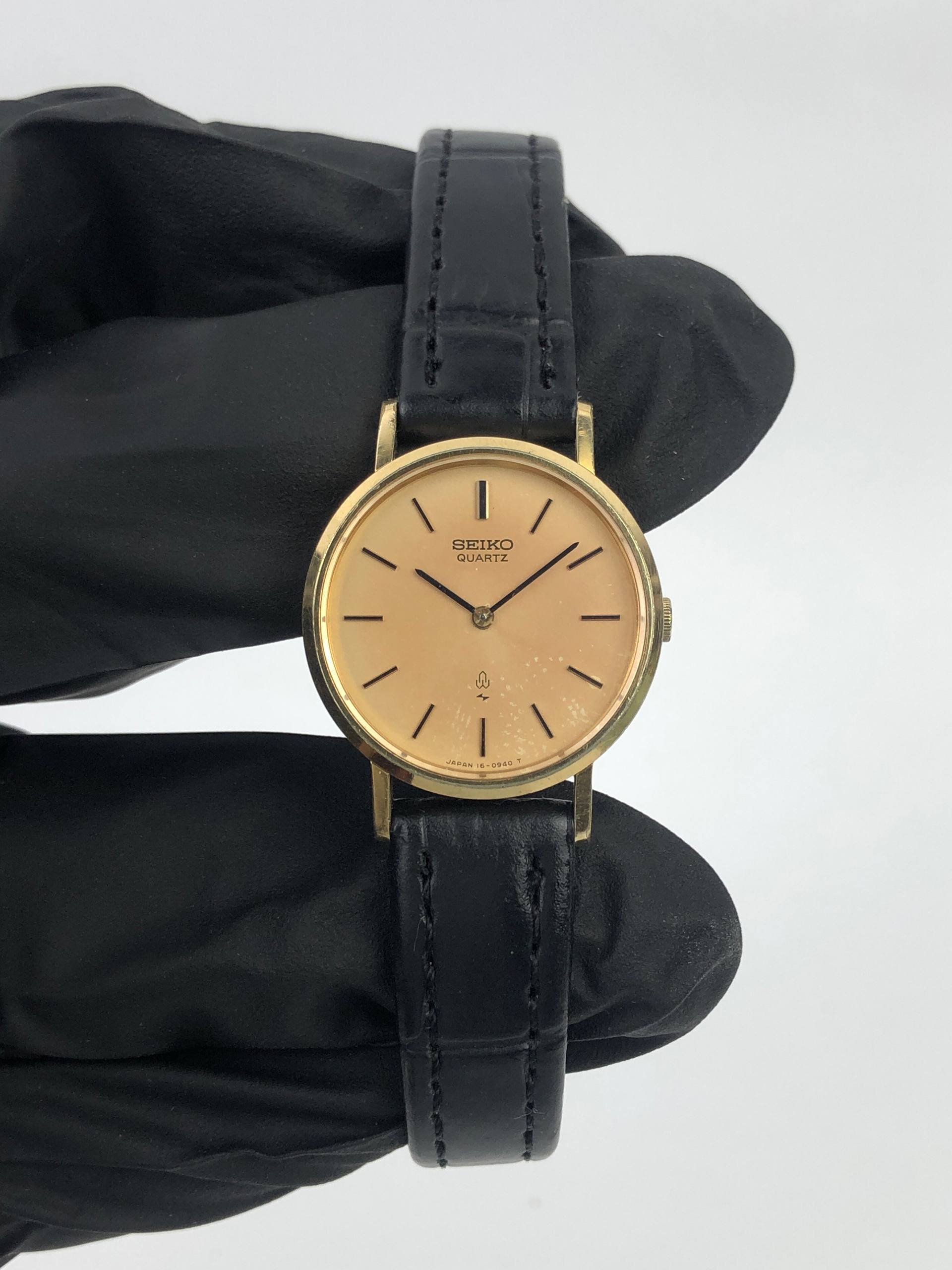 SEIKO QUARTZ GOLD-TONE CHAMPAGNE DIAL JAPAN DRESS WATCH - Gambar 2