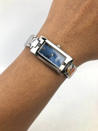 MARIO VALENTINO MV-3400 JAPAN QUARTZ NAVY BLUE DIAL RECTANGULAR LADIES WATCH