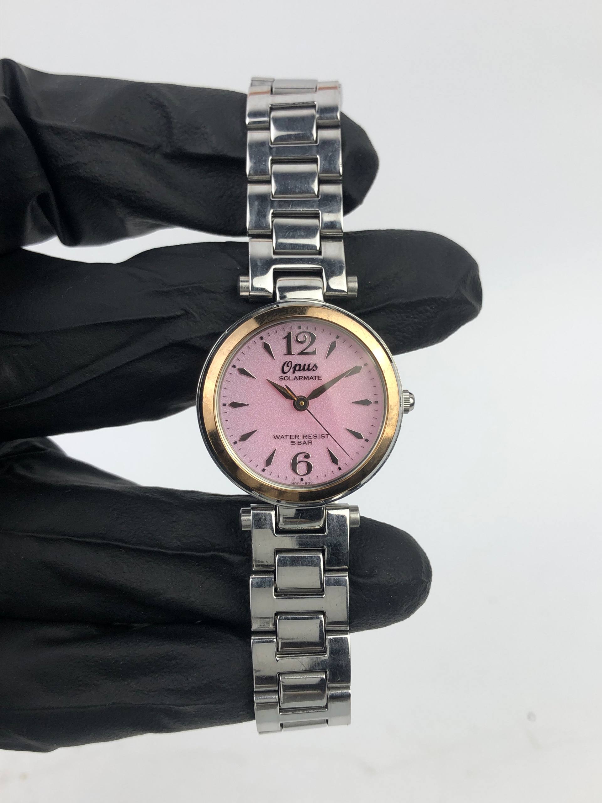 OPUS SOLARMATE EL31 PINK DIAL SOLAR JAPAN LADIES WATCH STAINLESS STEEL - Gambar 2