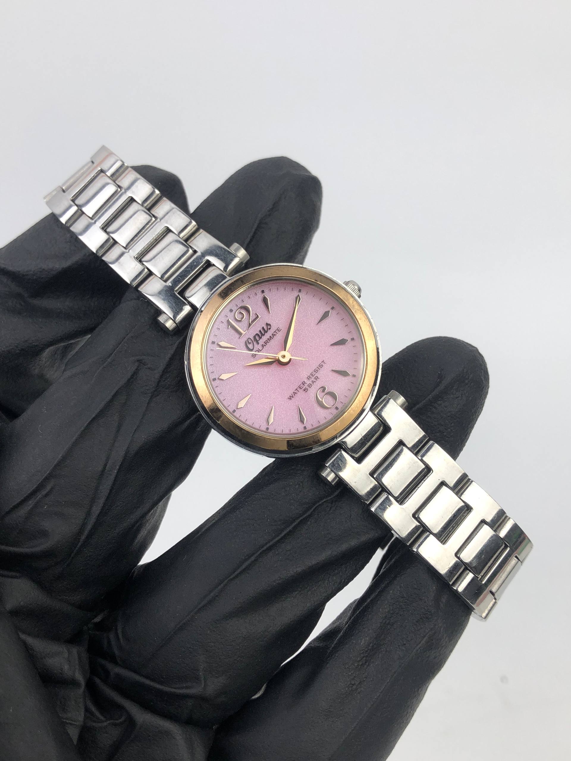 OPUS SOLARMATE EL31 PINK DIAL SOLAR JAPAN LADIES WATCH STAINLESS STEEL - Gambar 4