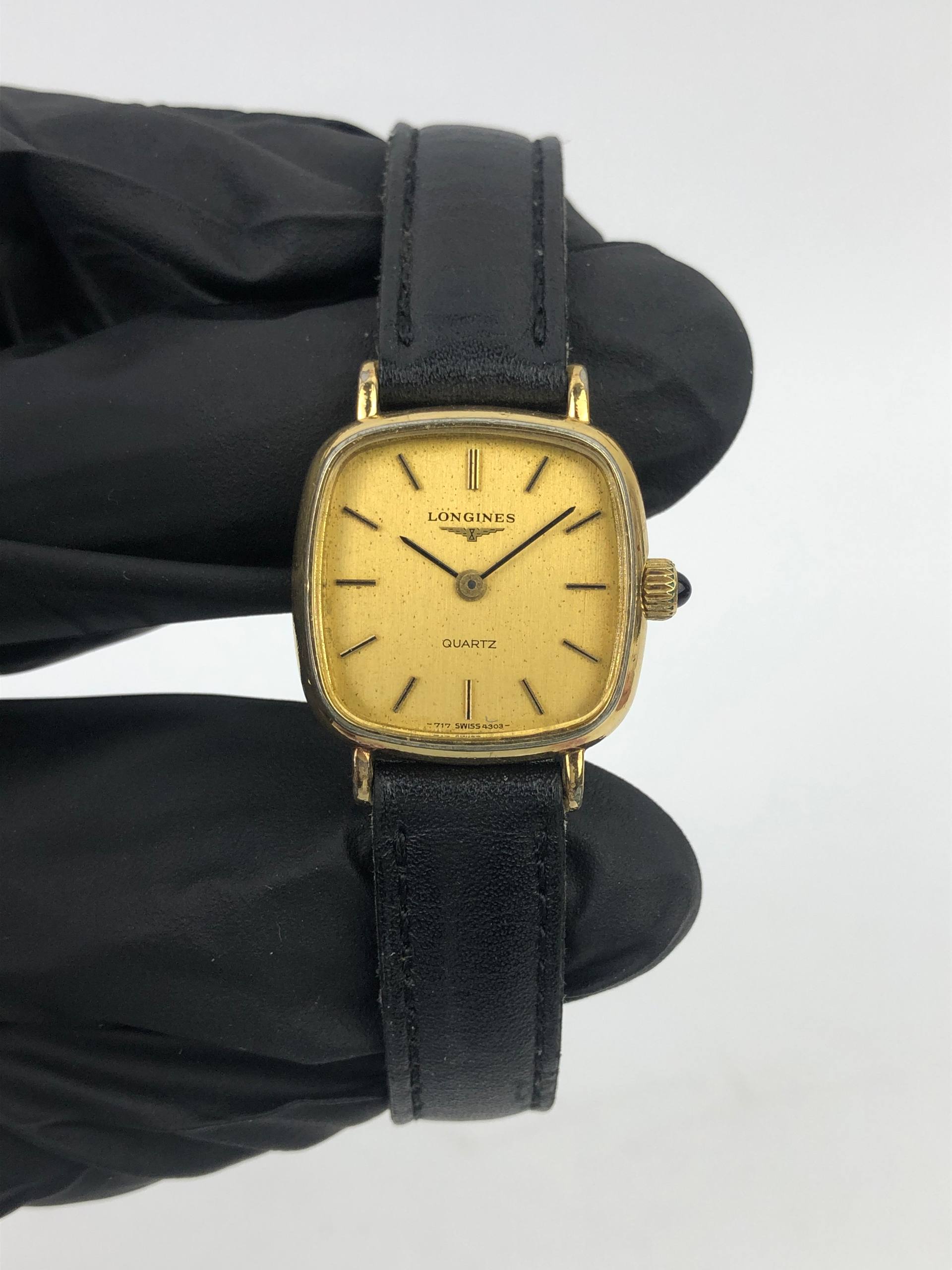 LONGINES L717.2 REF 4303 QUARTZ 7 JEWELS GOLD DIAL SWISS MADE 1980S - Gambar 2