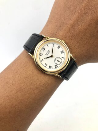 CITIZEN QUARTZ 6045 JAPAN ROMAN SMALL SECOND GOLD TONE DRESS WATCH