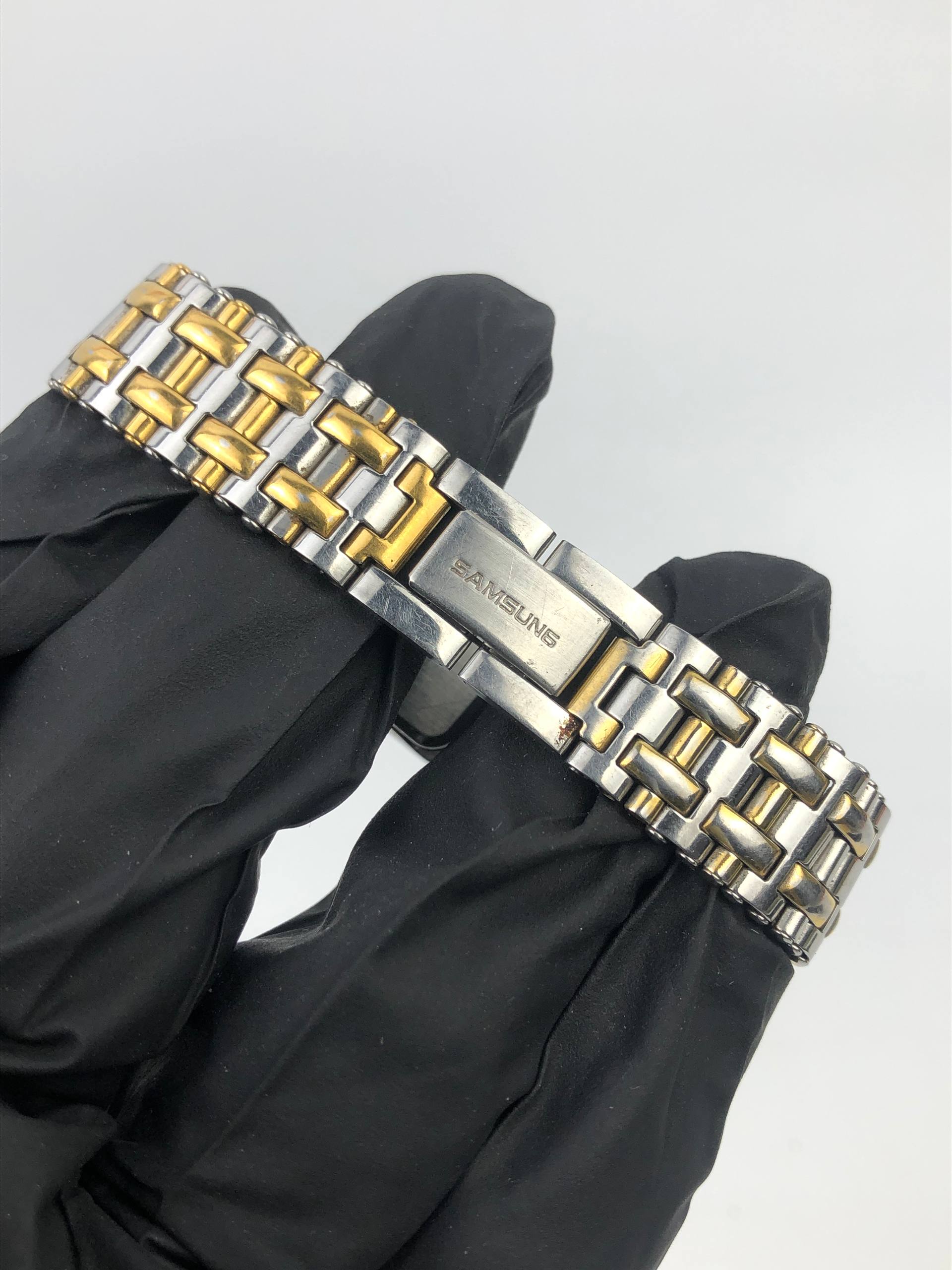 SAMSUNG QUARTZ KOREA TWO-TONE RECTANGULAR BRICK LINK DATE - Gambar 7