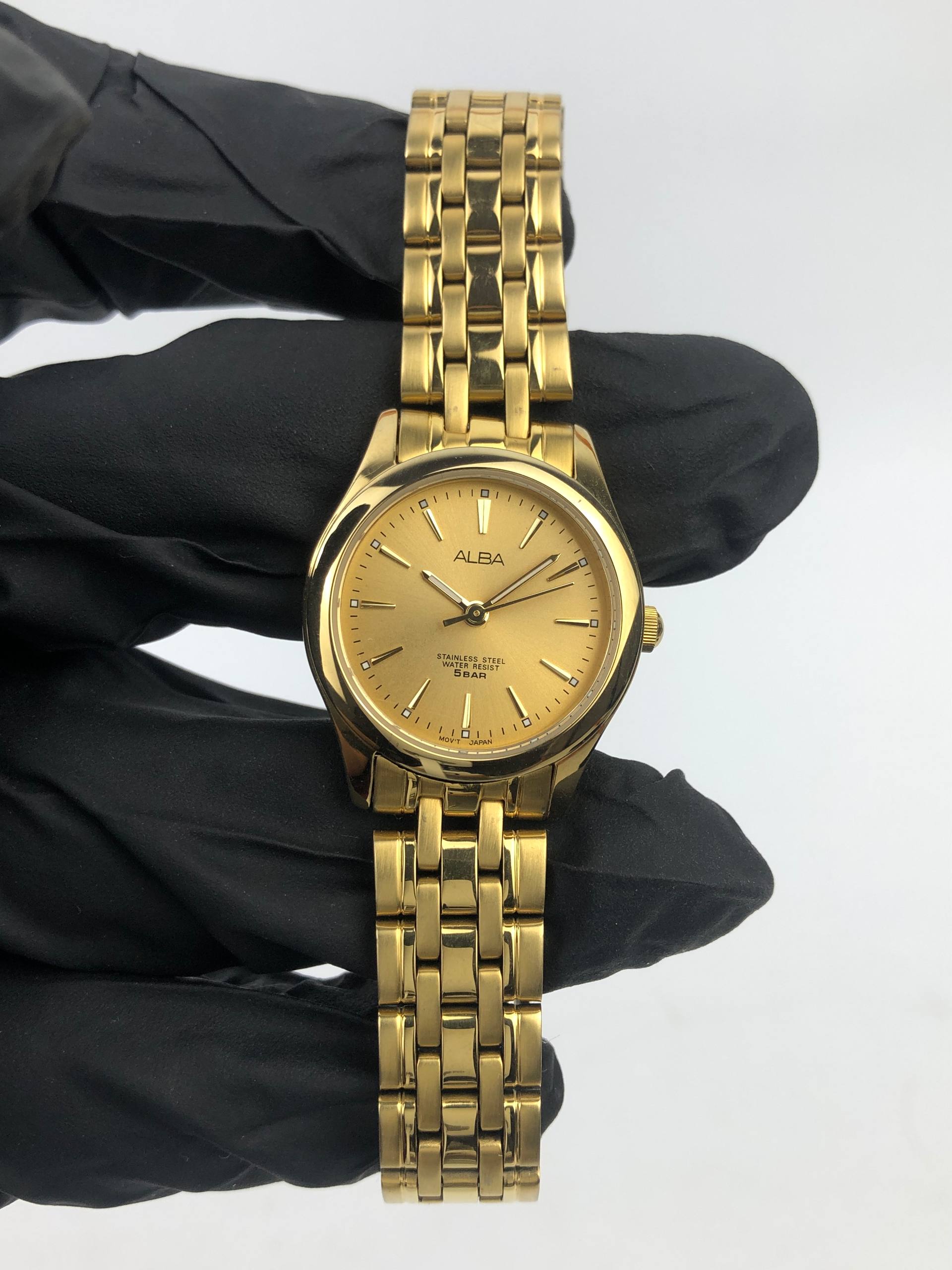ALBA V501-X443 GOLD QUARTZ JAPAN 5 BAR MULTI-LINK BRACELET - Gambar 2