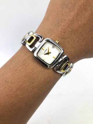 ALBA QUARTZ JAPAN TWO-TONE SQUARE DATE JEWELRY BRACELET