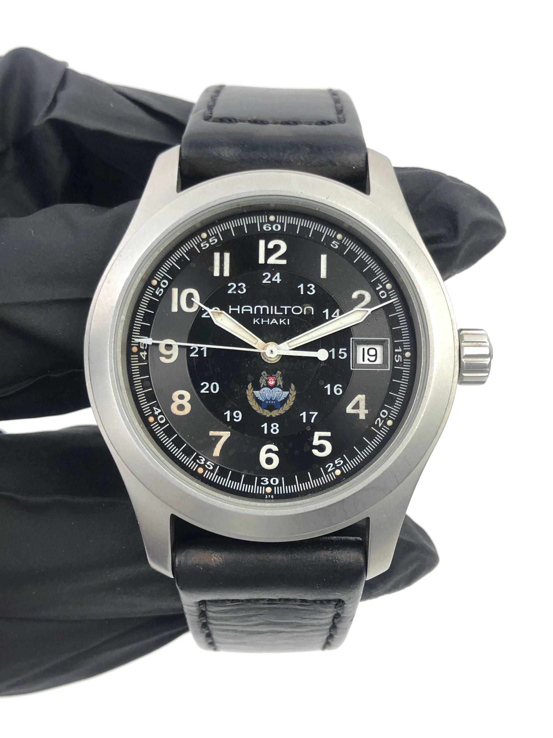 HAMILTON KHAKI QUARTZ FIELD MILITARY SWISS MADE BLACK DIAL DATE - Gambar 2