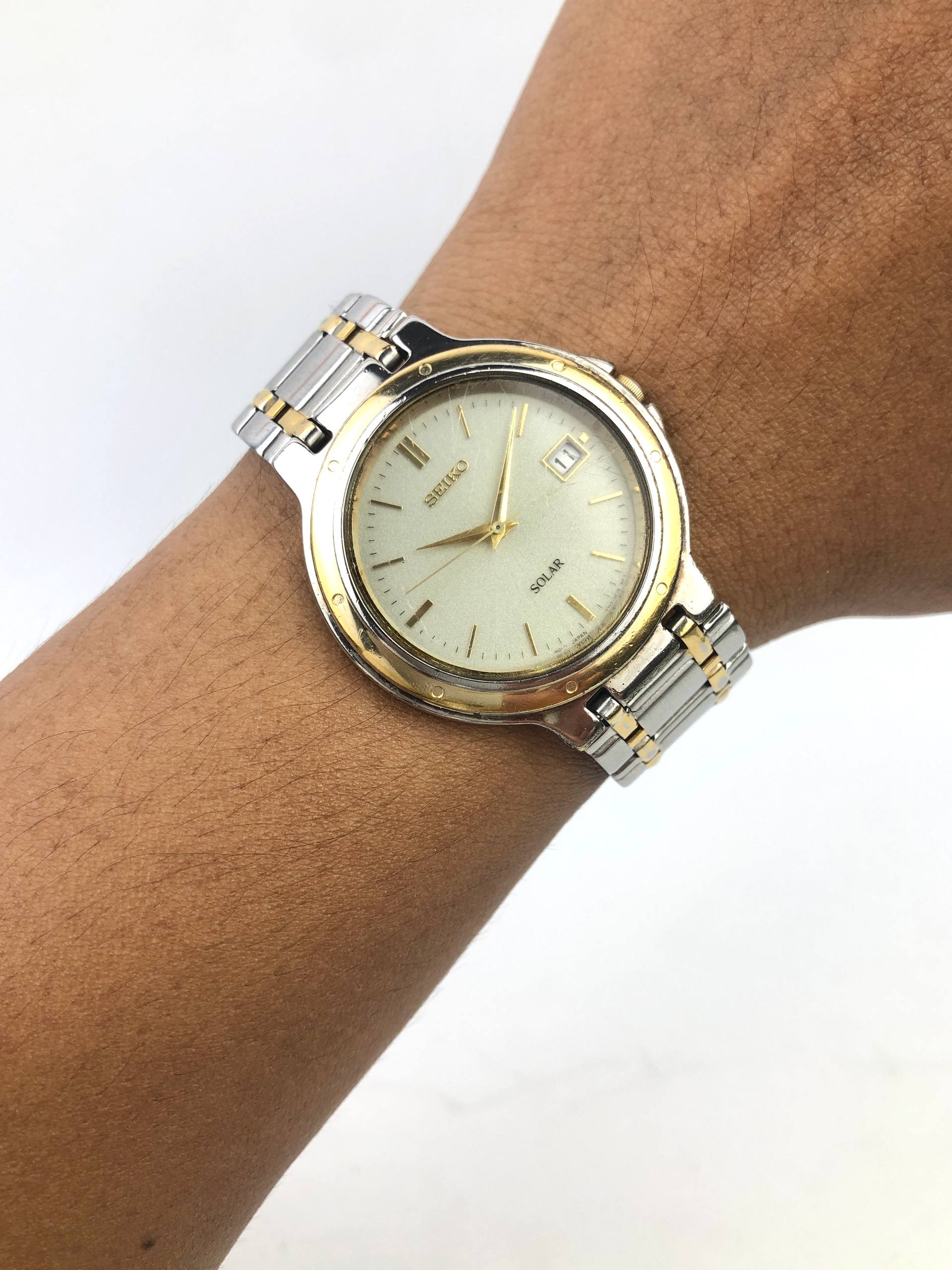 SEIKO SOLAR TWOTONE ALL ORIGINAL