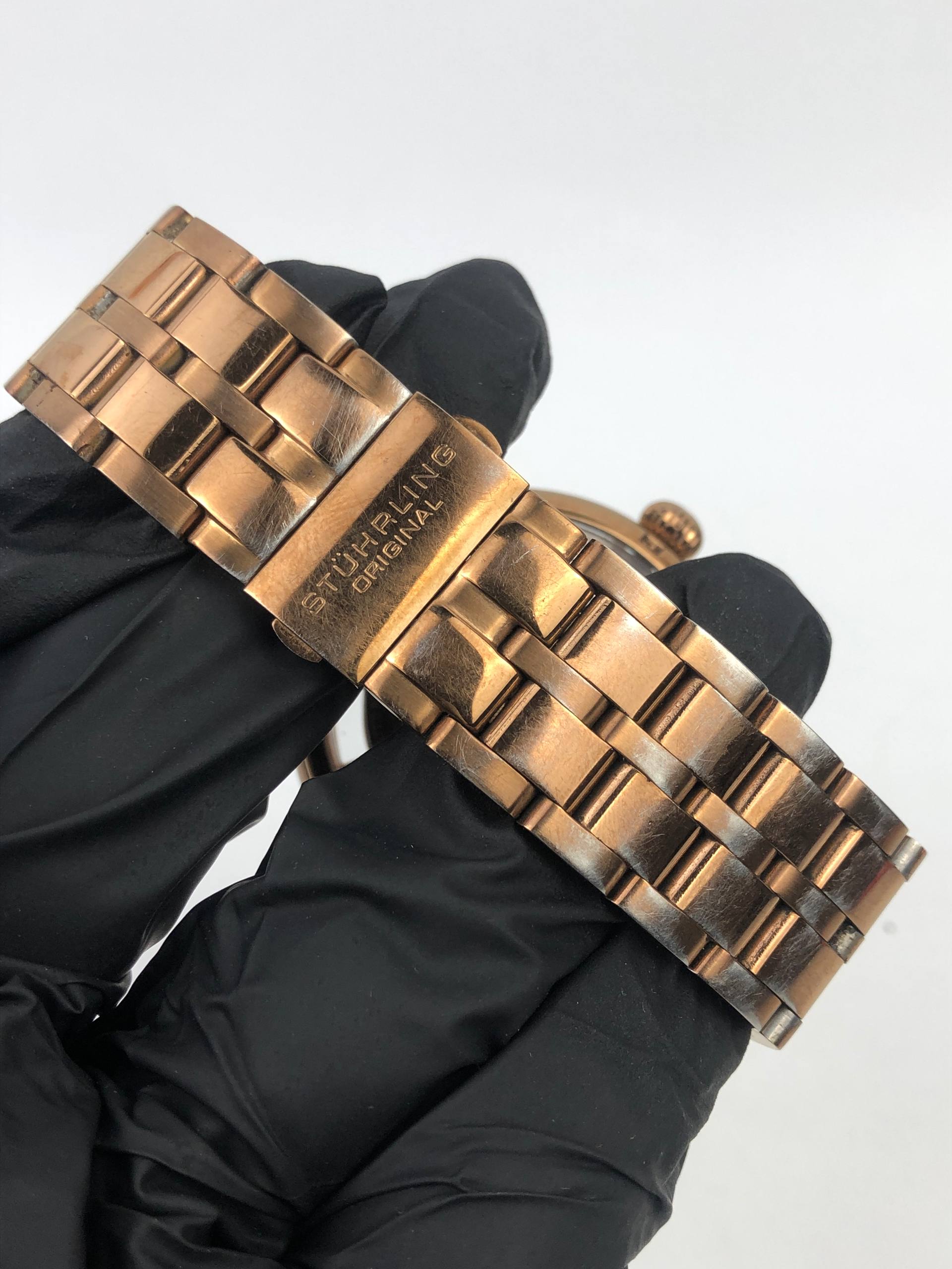 STUHRLING WINCHESTER RESERVE SKELETON GOLD MECHANICAL ORIGINAL - Gambar 7