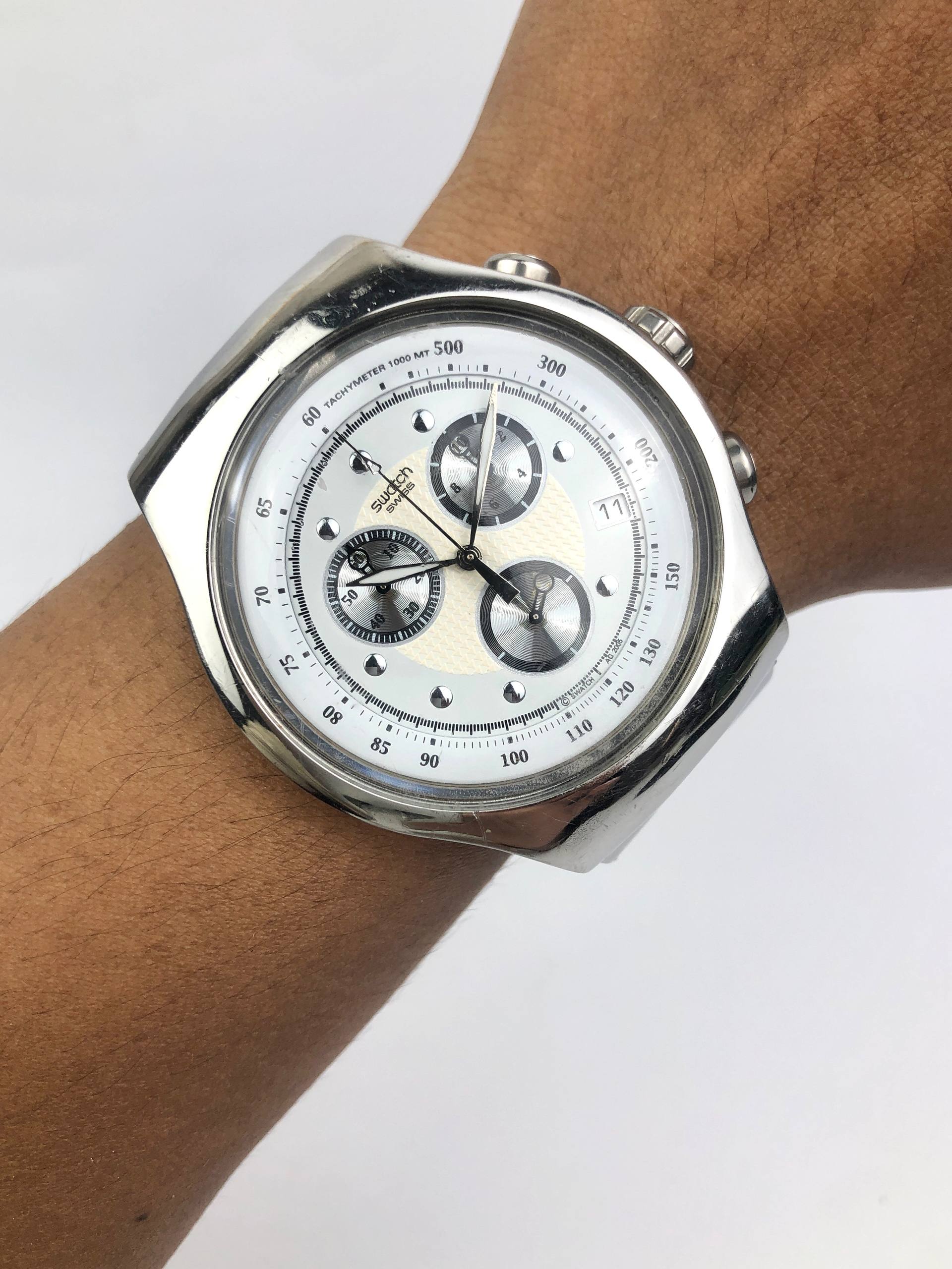 SWATCH CHRONOGRAP IRONY FULL STAINLESS STEEL ALL ORIGINAL