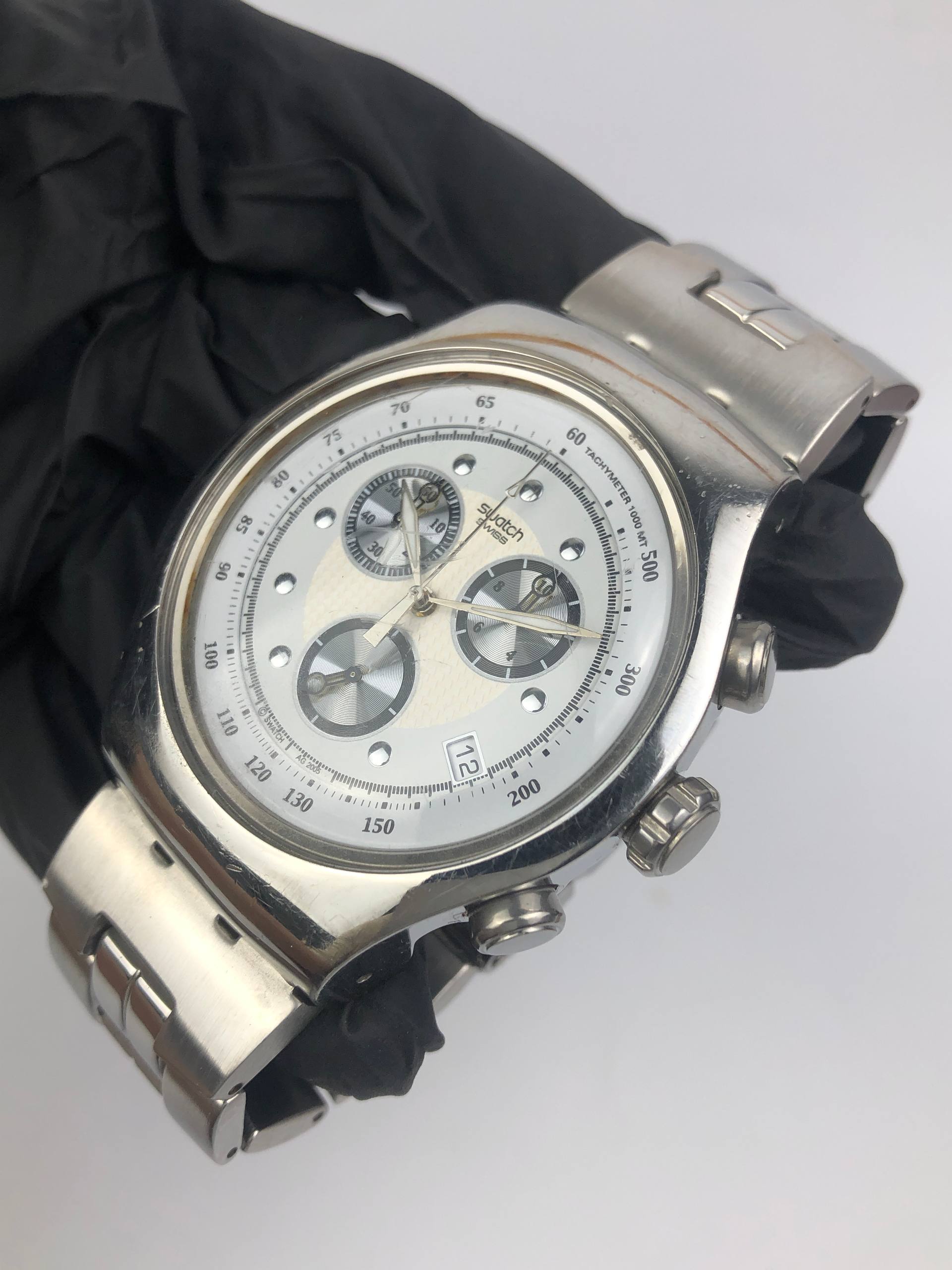 SWATCH CHRONOGRAP IRONY FULL STAINLESS STEEL ALL ORIGINAL - Gambar 3