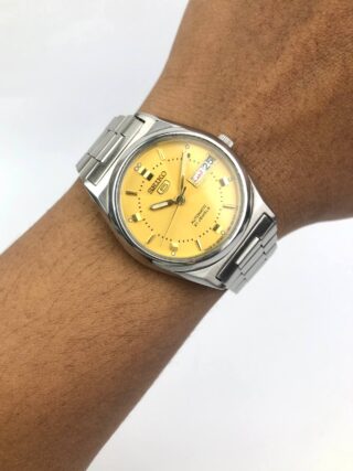 SEIKO 5 7S26-0450 YELLOW IKONIK DIAL ARABIC DAY