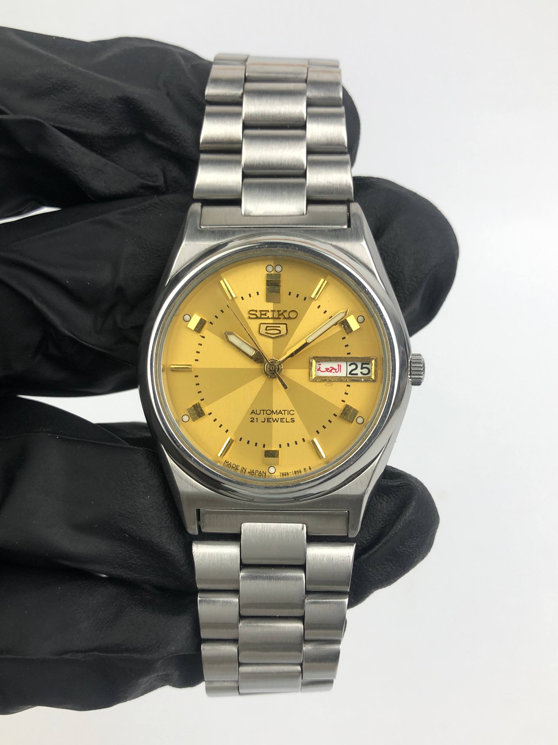 SEIKO 5 7S26-0450 YELLOW IKONIK DIAL ARABIC DAY - Gambar 2
