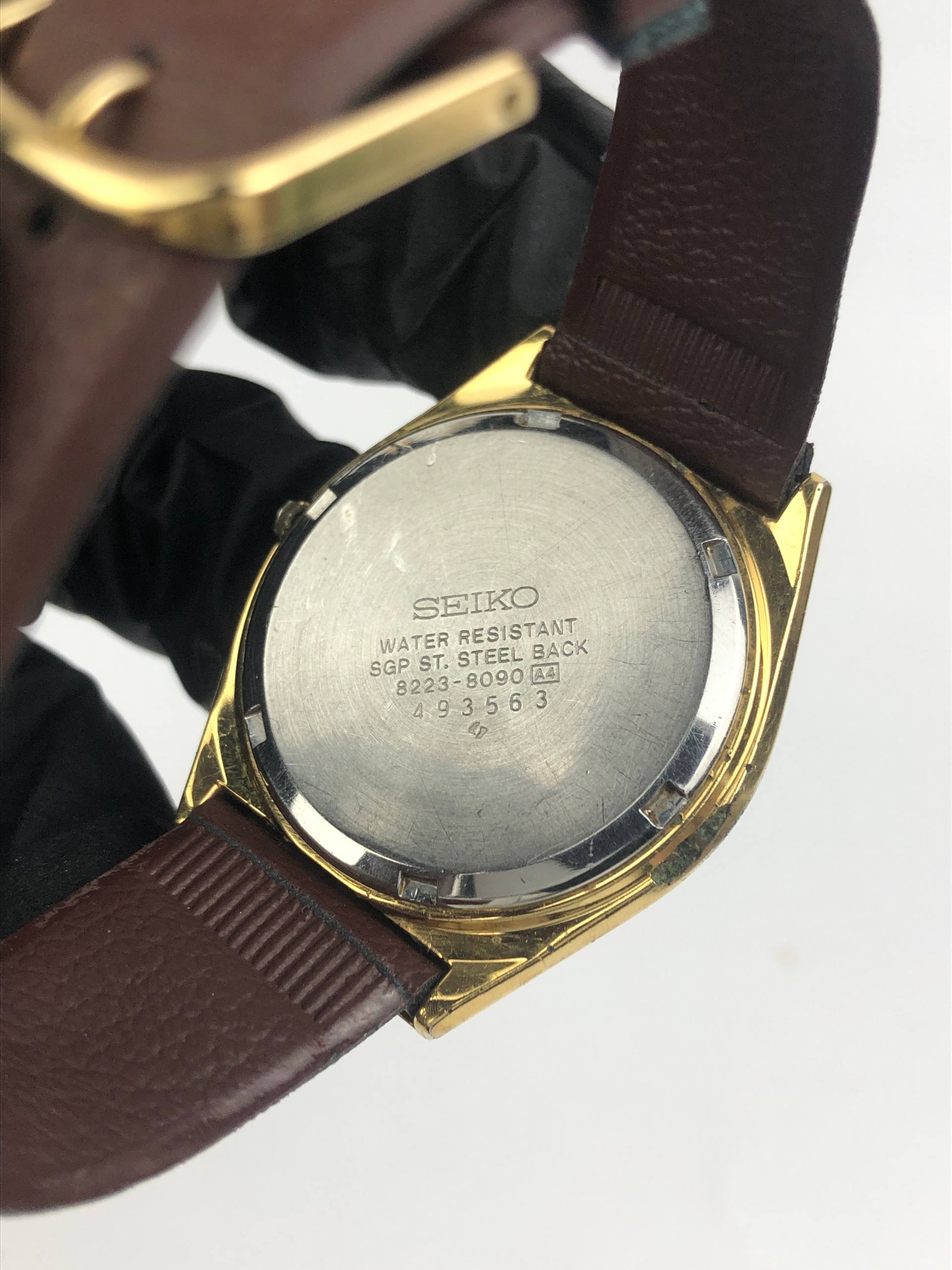 SEIKO TYPE II 8223-8090 TEXTURE DIAL BAR INDEX GOLD CASE - Gambar 7
