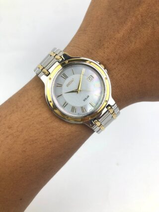 SEIKO SOLAR V145-0D40 TWOTONE ROMAN GUILOCHE DIAL