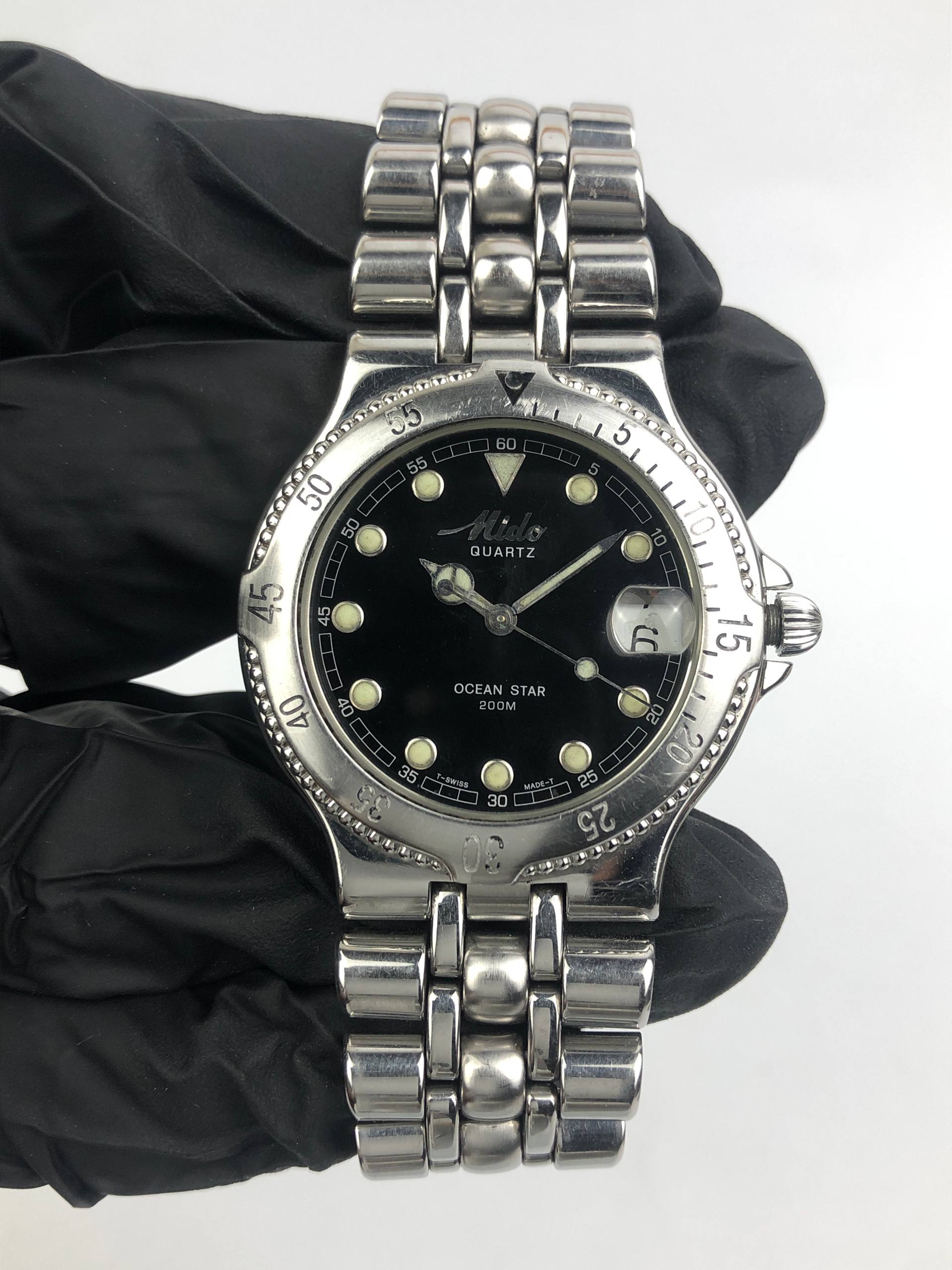 MIDO OCEAN STAR 200M QUARTZ BLACK DIAL ALL ORIGINAL - Gambar 2