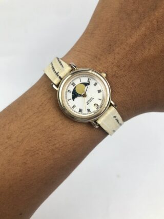 CASIO STING STN-160 MOONPHASE ROMAN LADY HANDMADE LEATHER STRAP