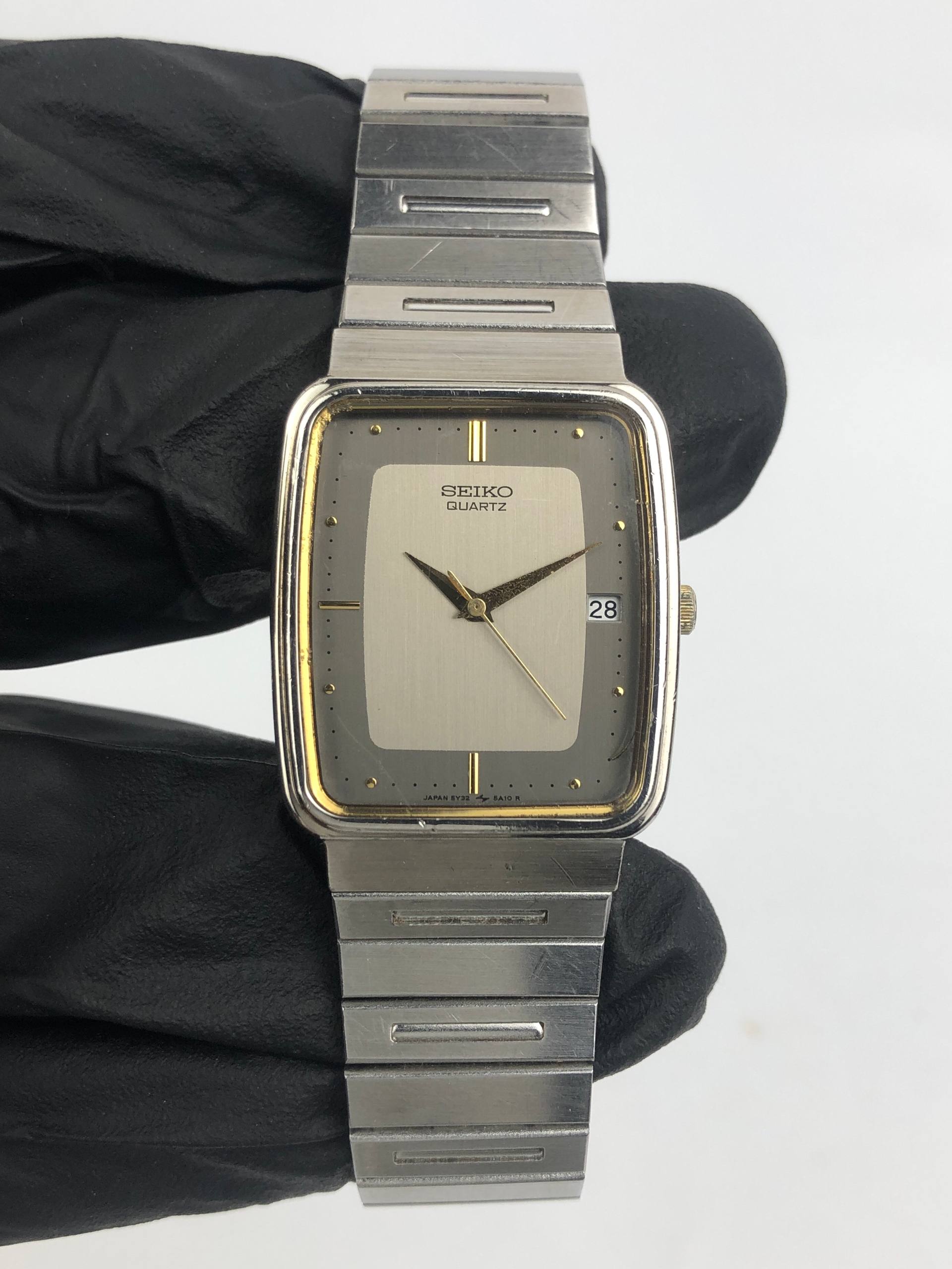 SEIKO 5Y32-5A10 QUARTZ TANK GUILOCHE GREY DIAL ALL ORI - Gambar 2