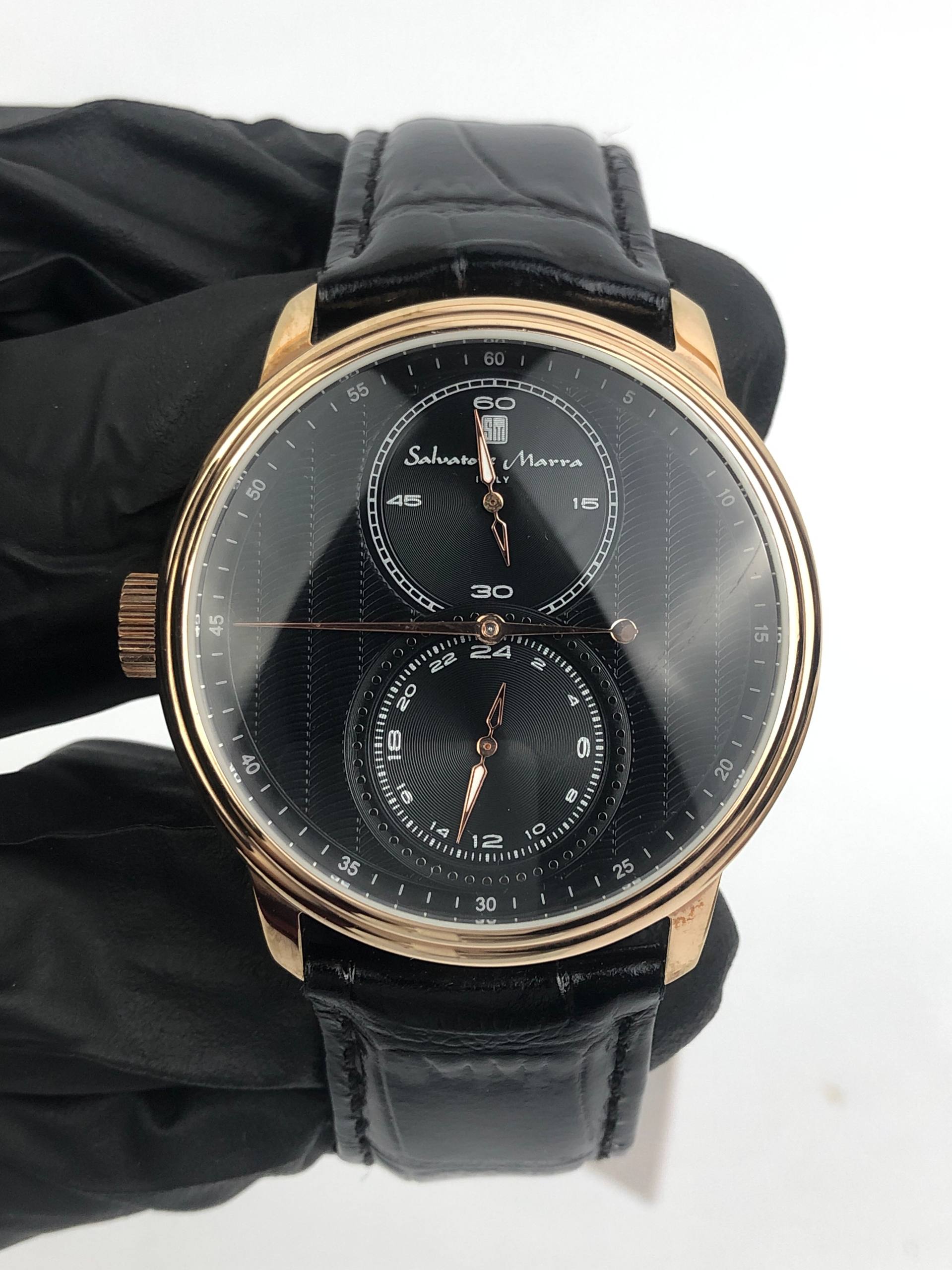 SLVATORE MARRA ITALY LEFTY CROWN ROSEGOLD CASE KLASIK SUB DIAL - Gambar 2