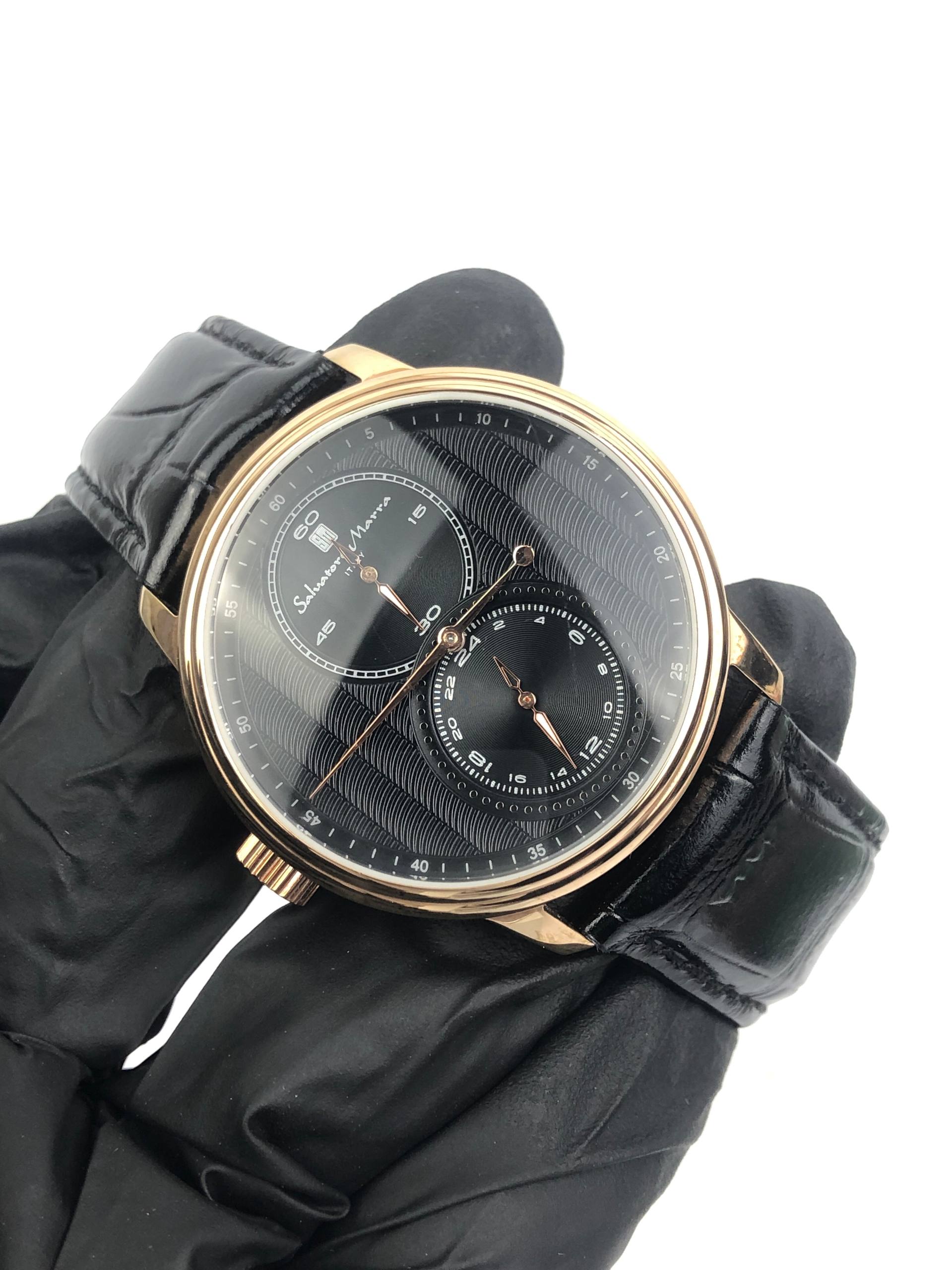 SLVATORE MARRA ITALY LEFTY CROWN ROSEGOLD CASE KLASIK SUB DIAL - Gambar 4