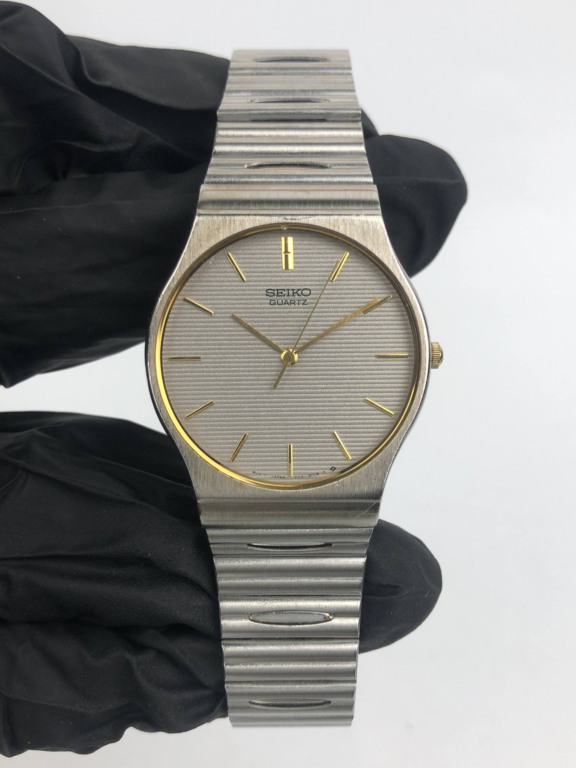 SEIKO 5Y31 THIN CASE TEXTURE LINEN GREY DIAL ALL ORI - Gambar 2
