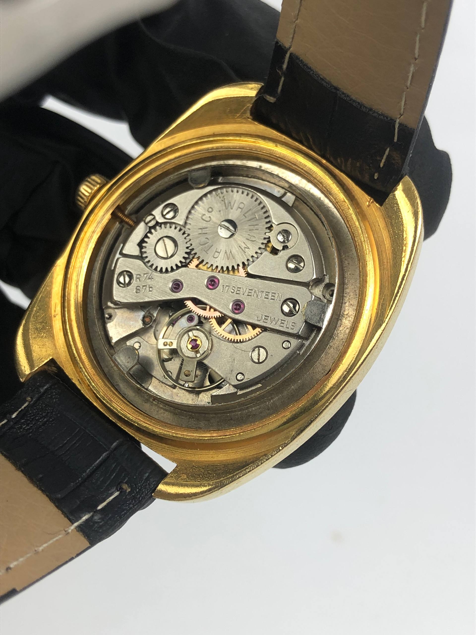 WALTHAM CUSHION CASE GOLD MANUAL WIND 17JEWELS - Gambar 8