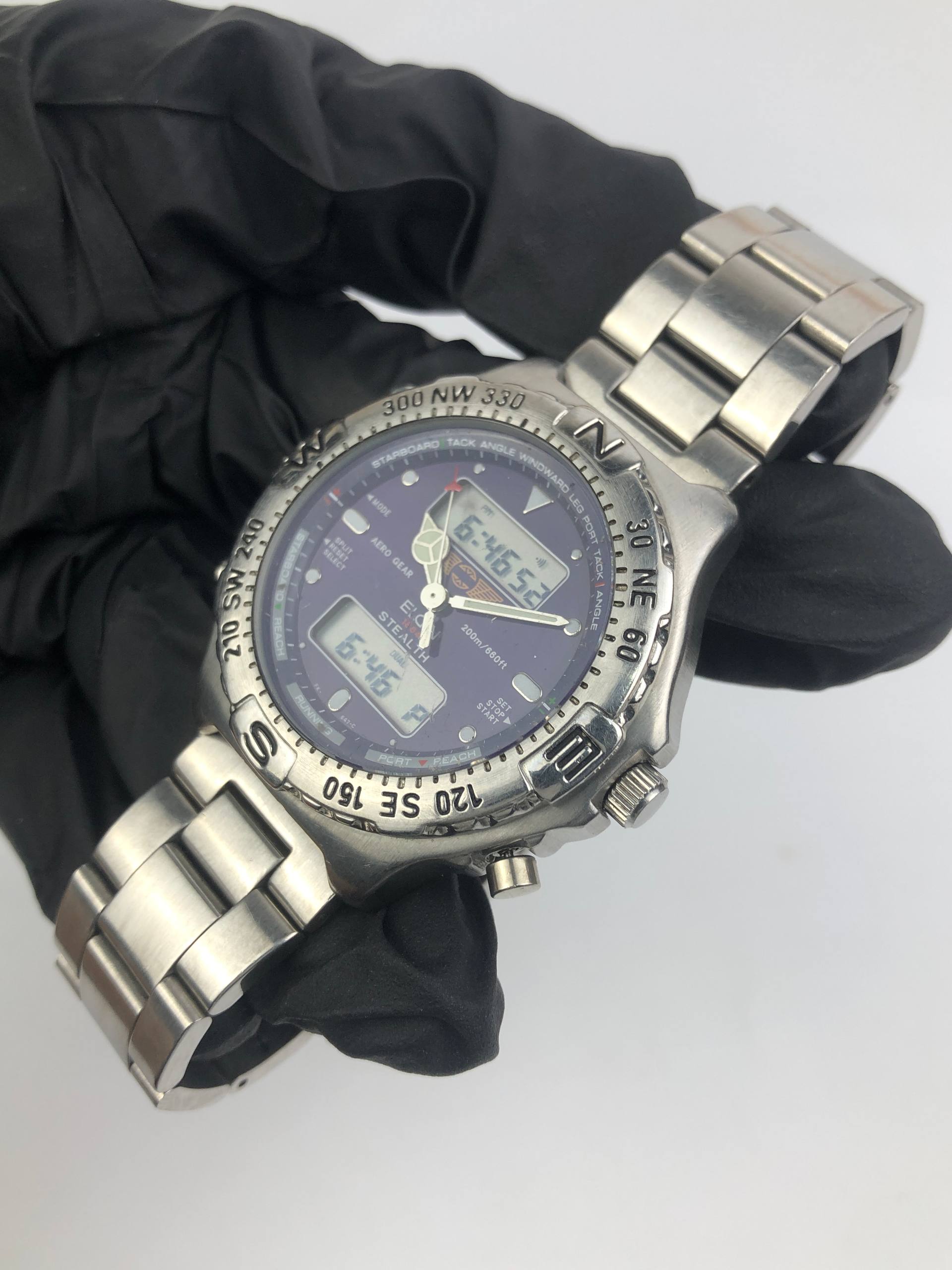 ELGIN AERO GEAR STEALTH FK-647 BLUE ANADIGI DIAL ALL ORI - Gambar 3
