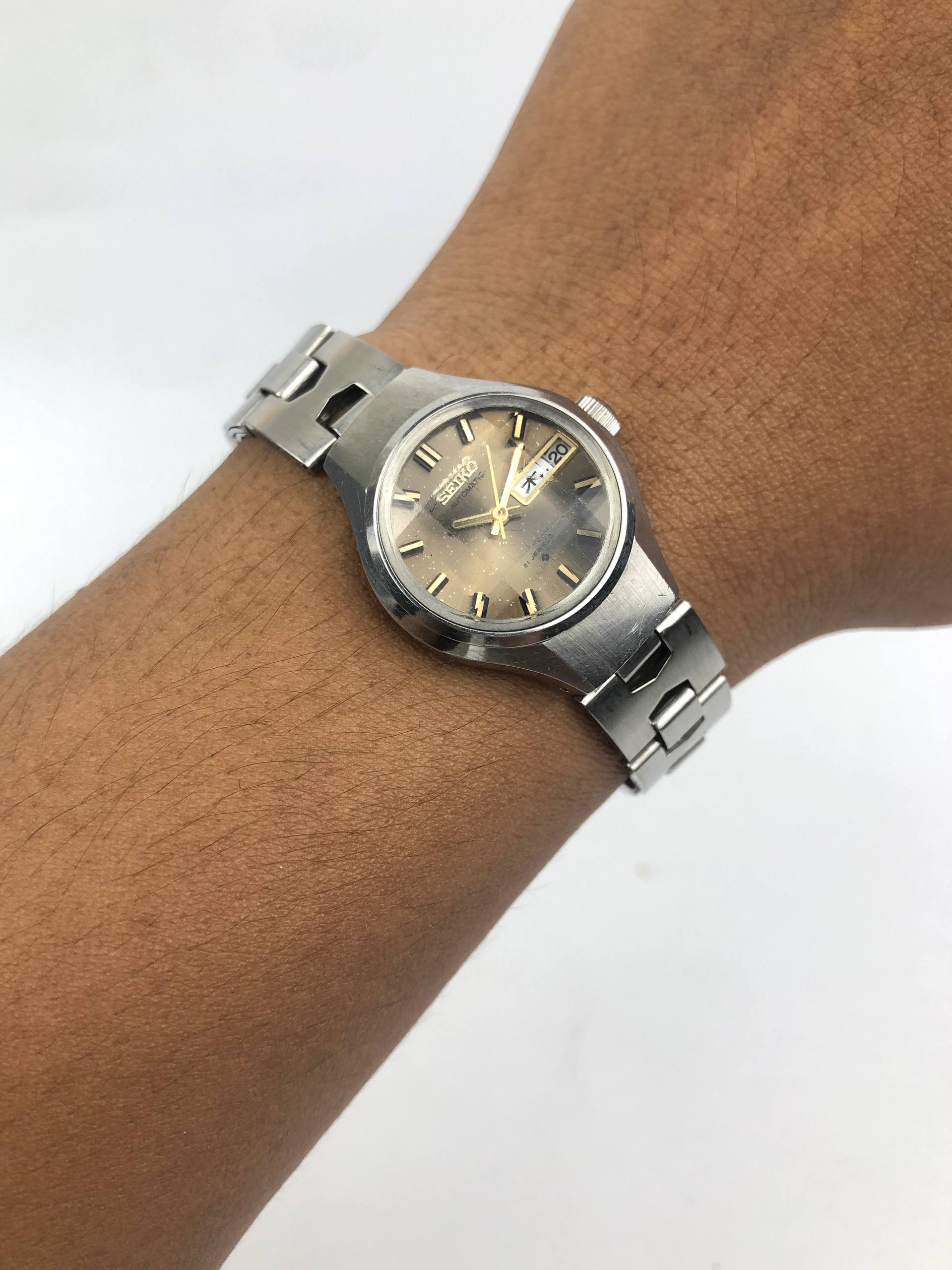 SEIKO 2706-0160 AUTOMATIC BROWN DIAL FACETED GLASS CRYSTAL