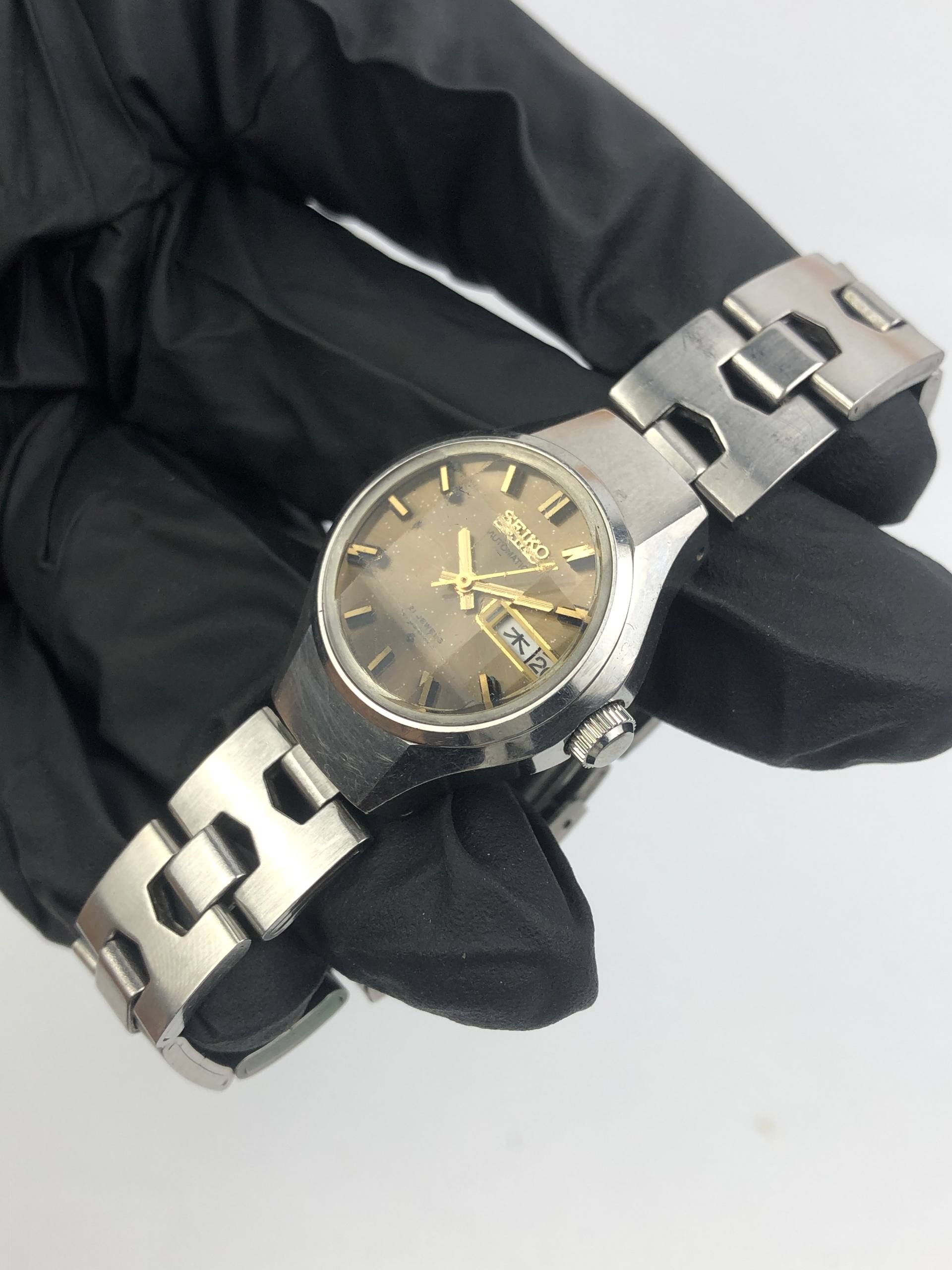 SEIKO 2706-0160 AUTOMATIC BROWN DIAL FACETED GLASS CRYSTAL - Gambar 3